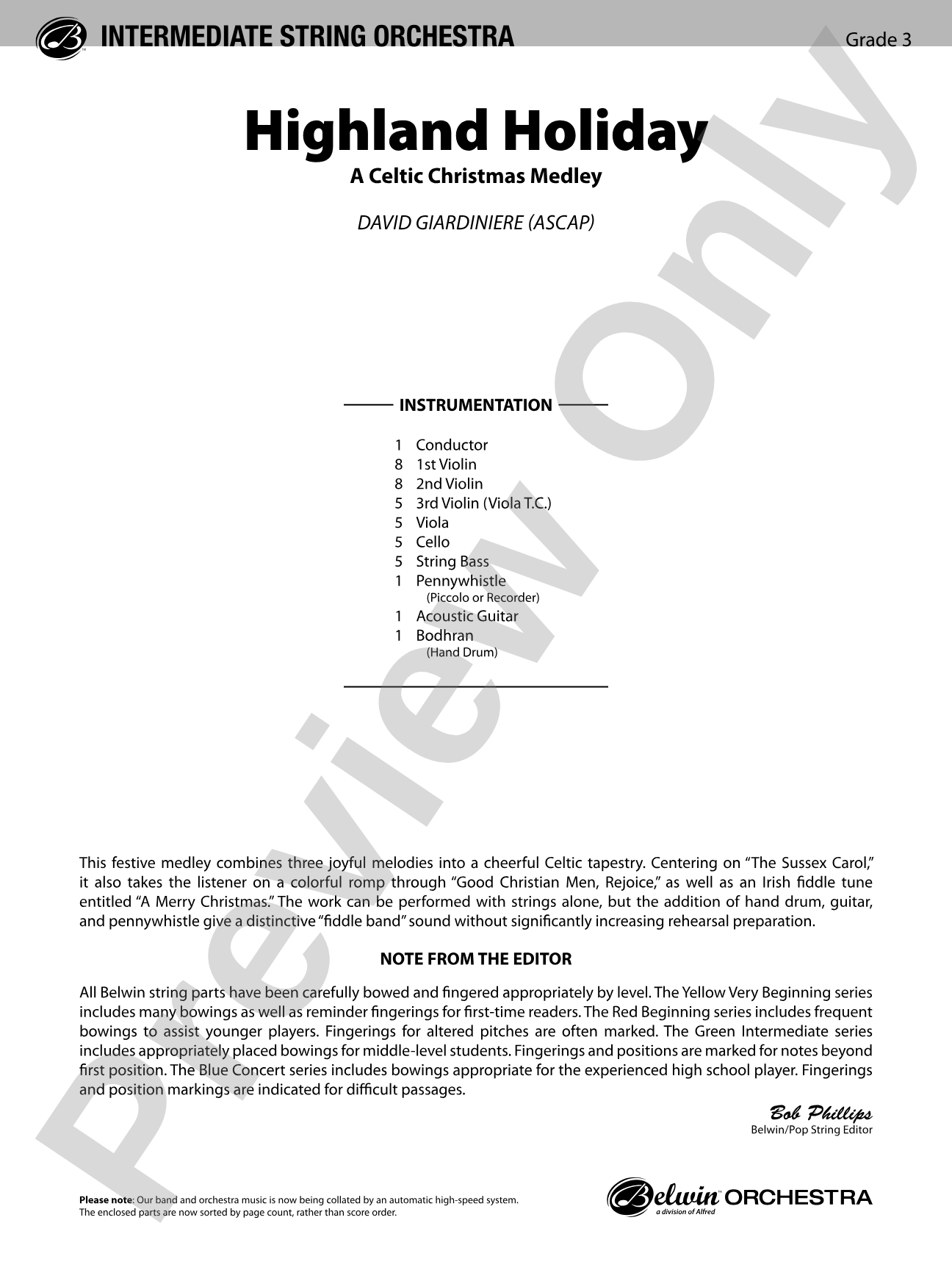 Highland Holiday: String Orchestra Conductor Score & Parts