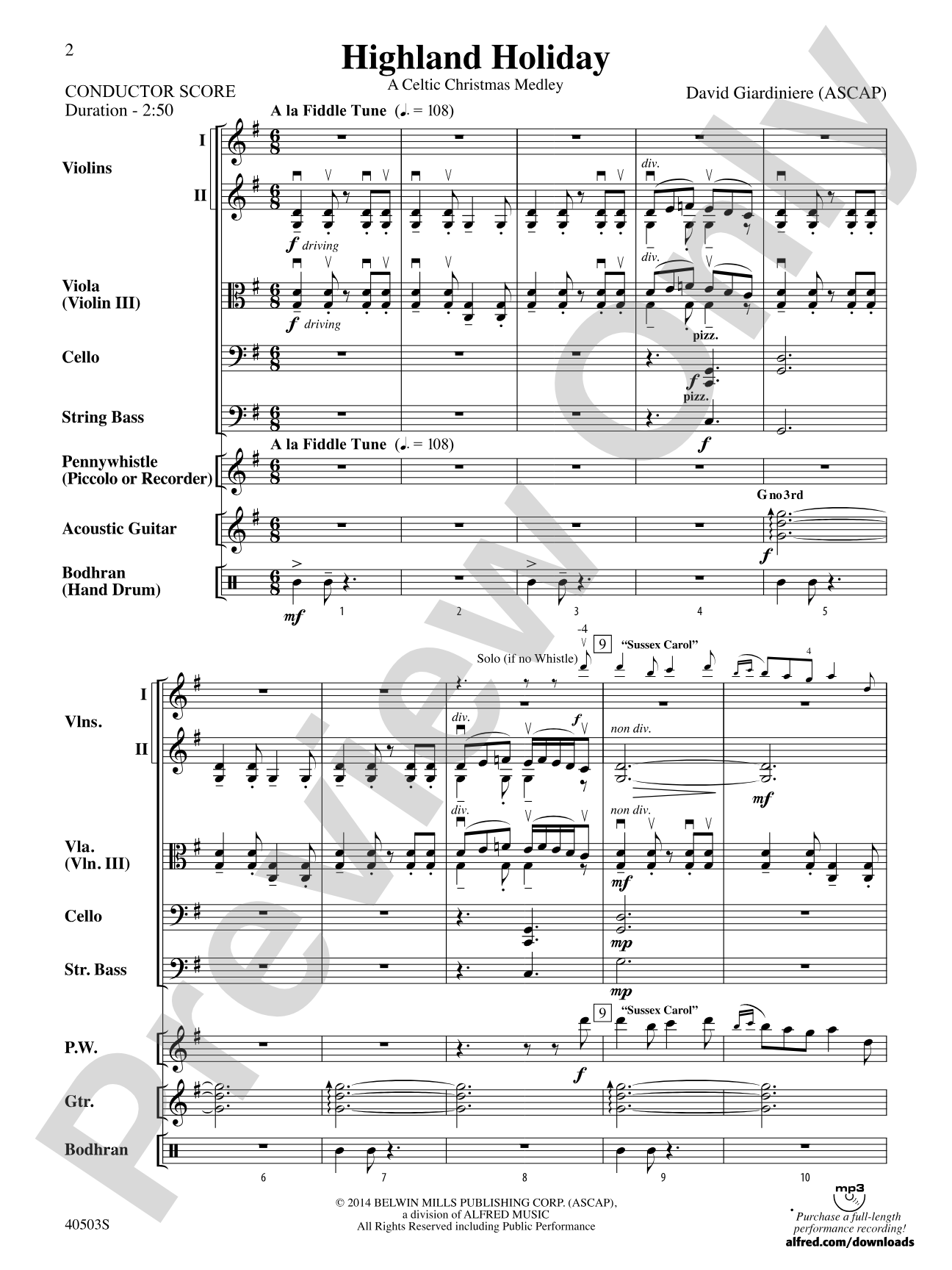 Highland Holiday: String Orchestra Conductor Score & Parts