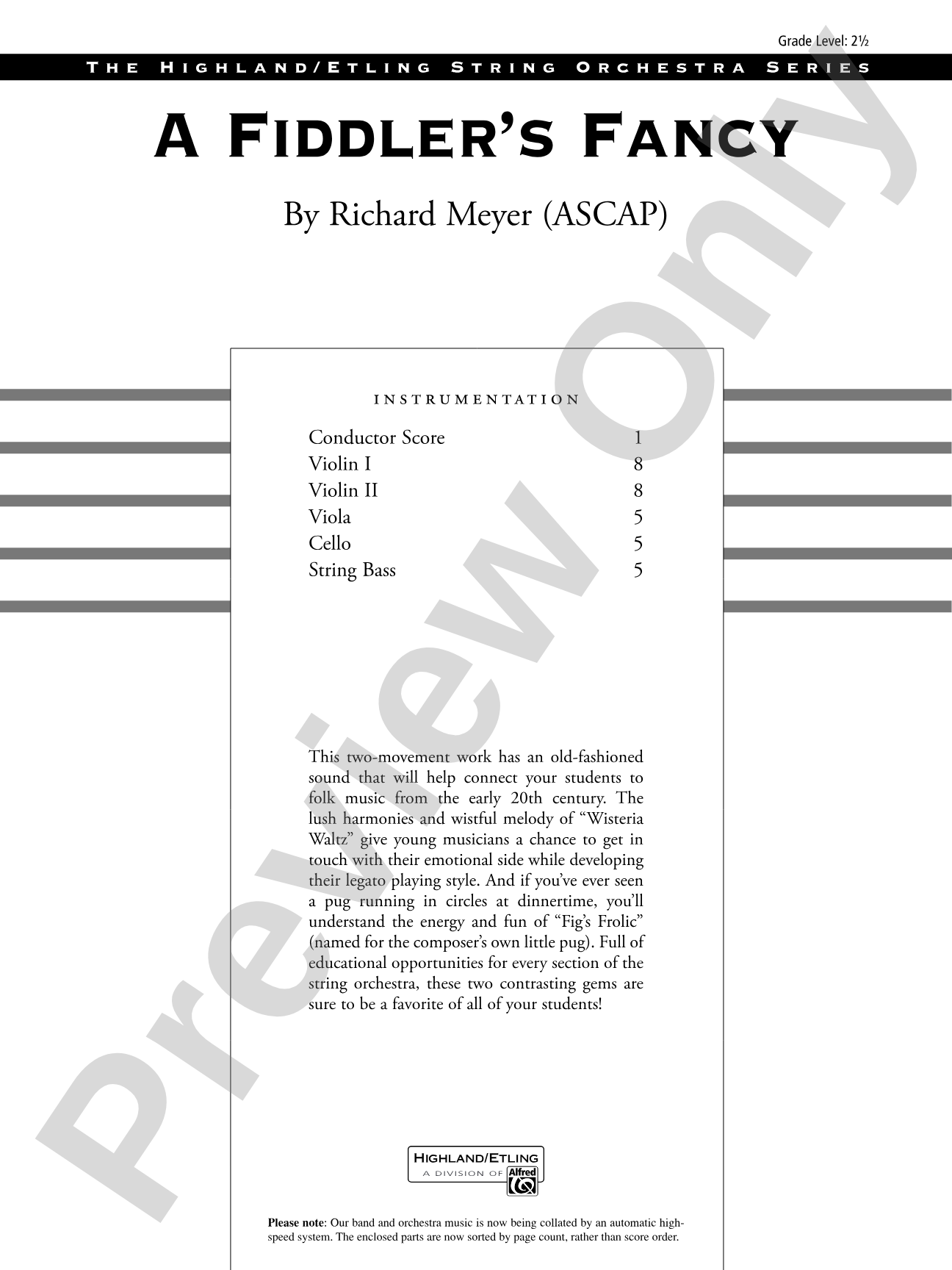 A Fiddler's Fancy: Score