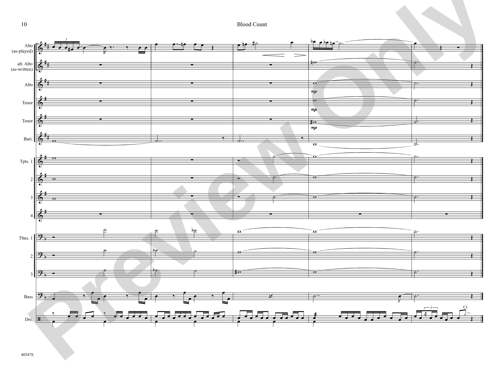 Blood Count: Jazz Ensemble Conductor Score & Parts