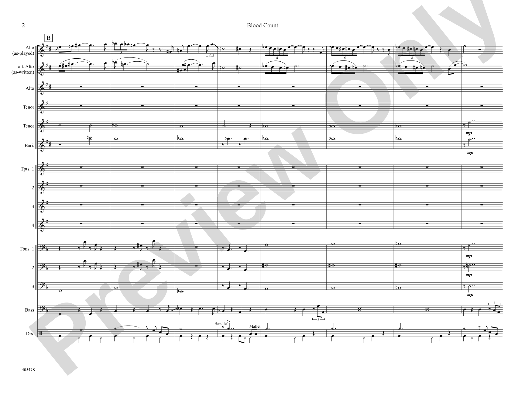Blood Count: Jazz Ensemble Conductor Score & Parts