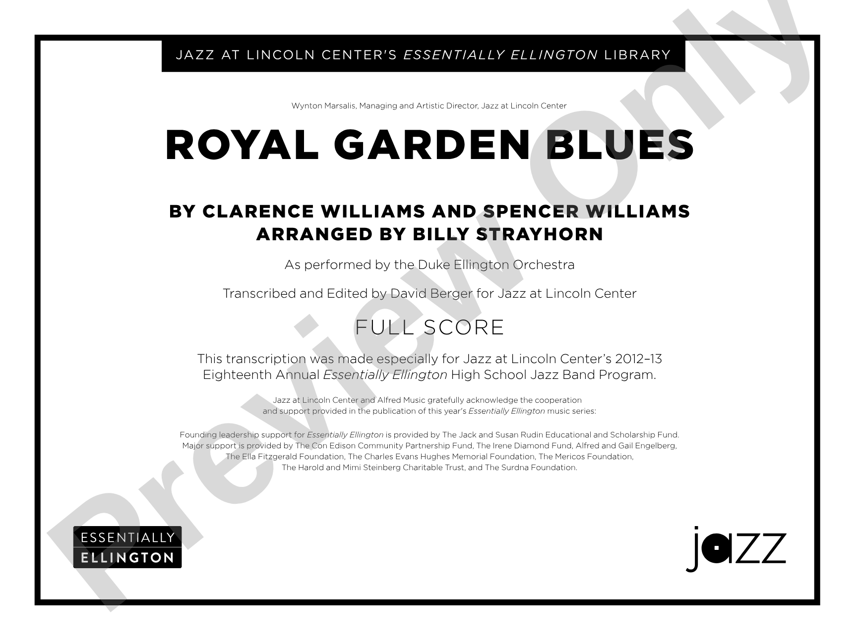 Royal Garden Blues: Jazz Ensemble Conductor Score & Parts