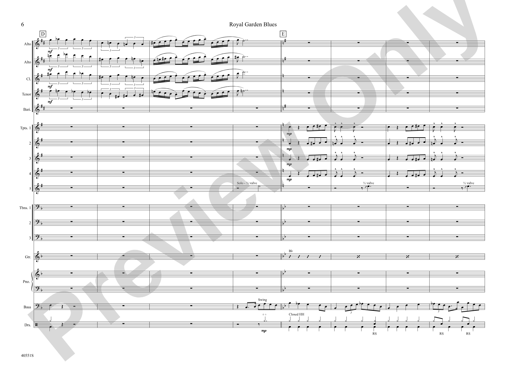 Royal Garden Blues: Jazz Ensemble Conductor Score & Parts