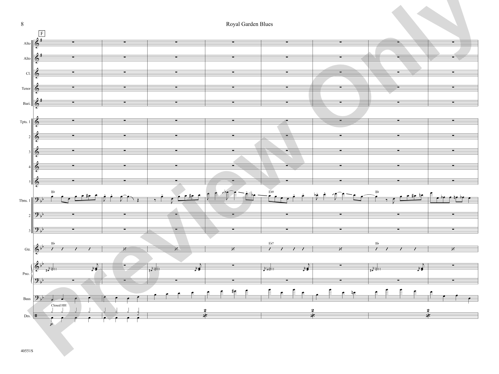Royal Garden Blues: Jazz Ensemble Conductor Score & Parts