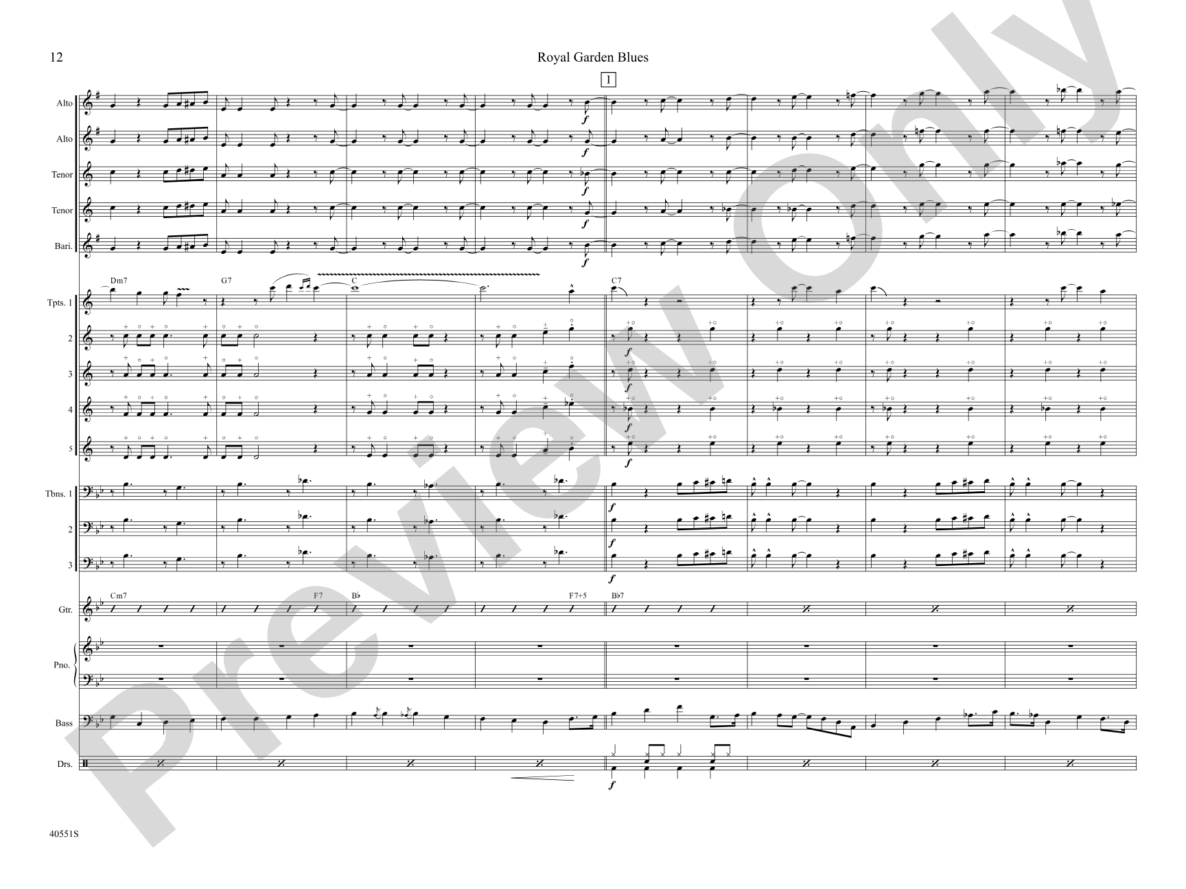Royal Garden Blues: Jazz Ensemble Conductor Score & Parts