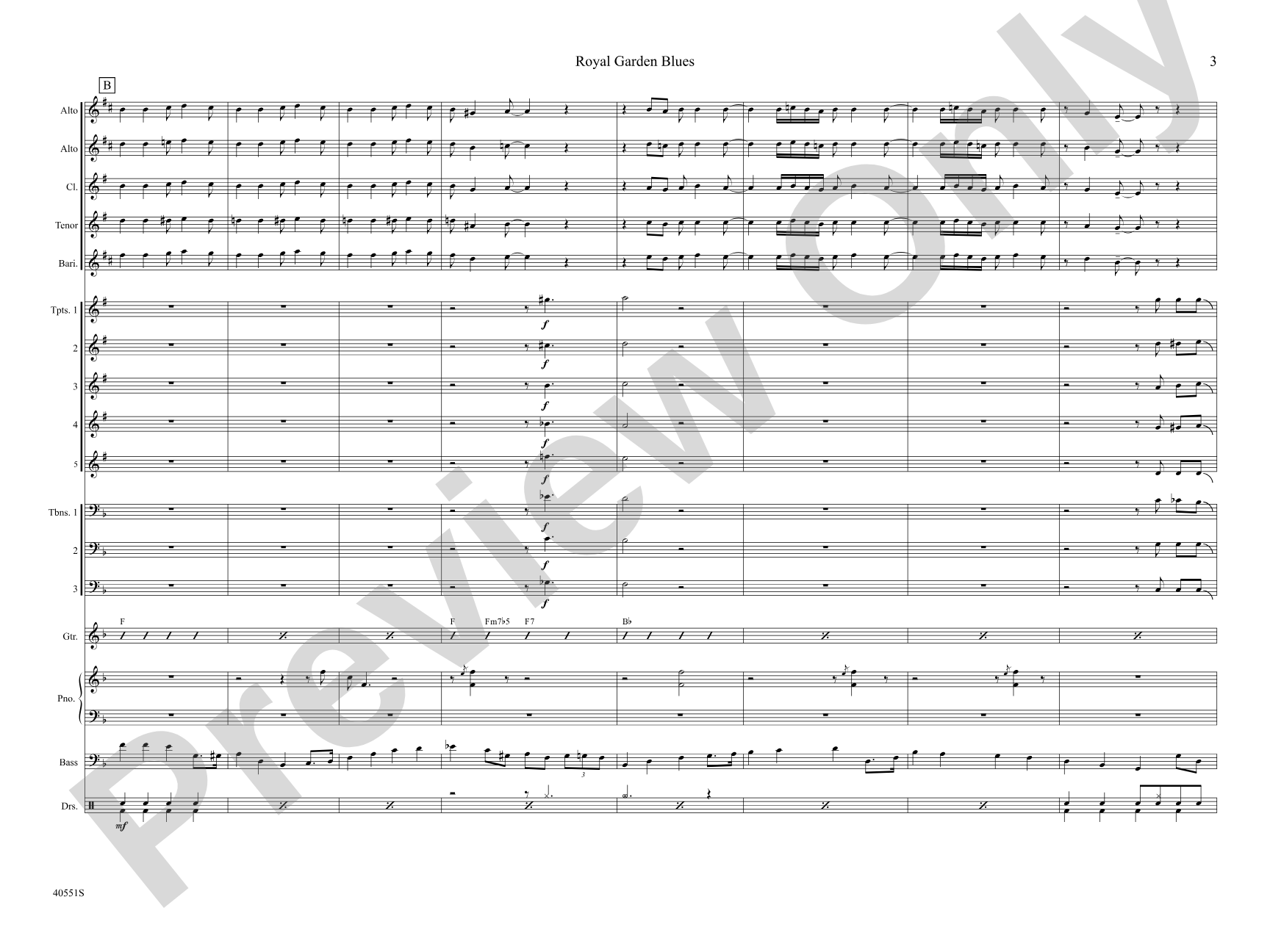 Royal Garden Blues: Jazz Ensemble Conductor Score & Parts