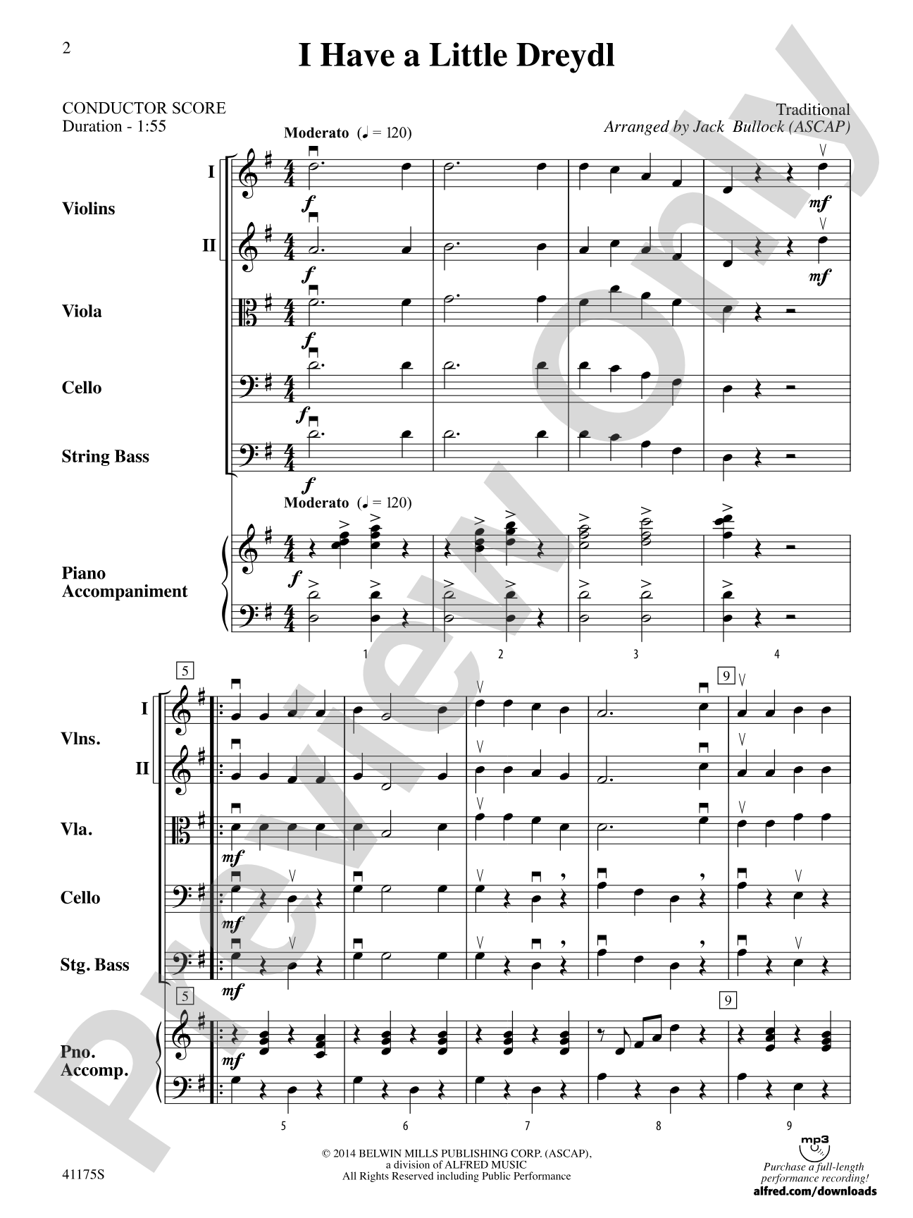 I Have a Little Dreydl: String Orchestra Conductor Score & Parts