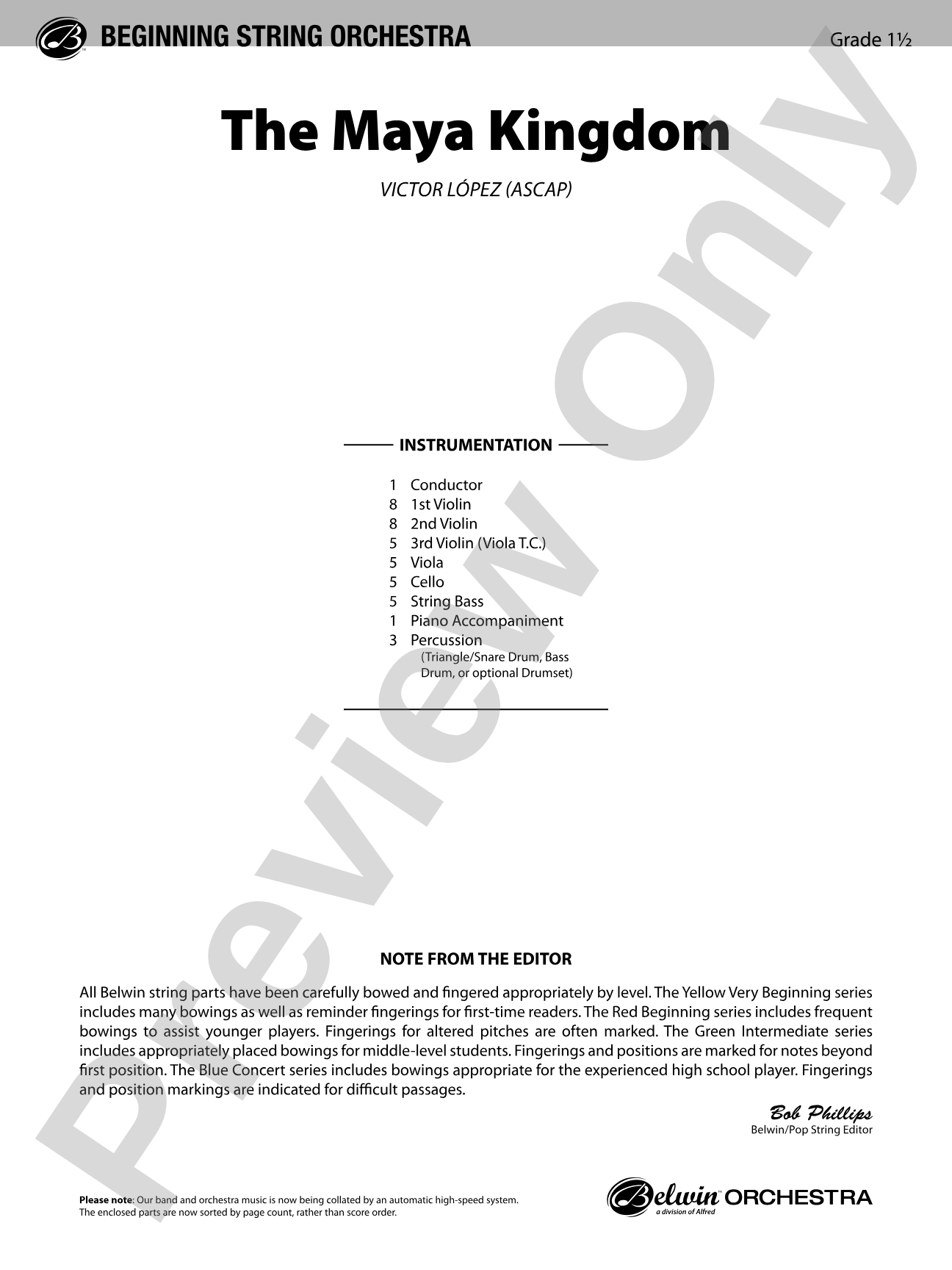 The Maya Kingdom: String Orchestra Conductor Score & Parts