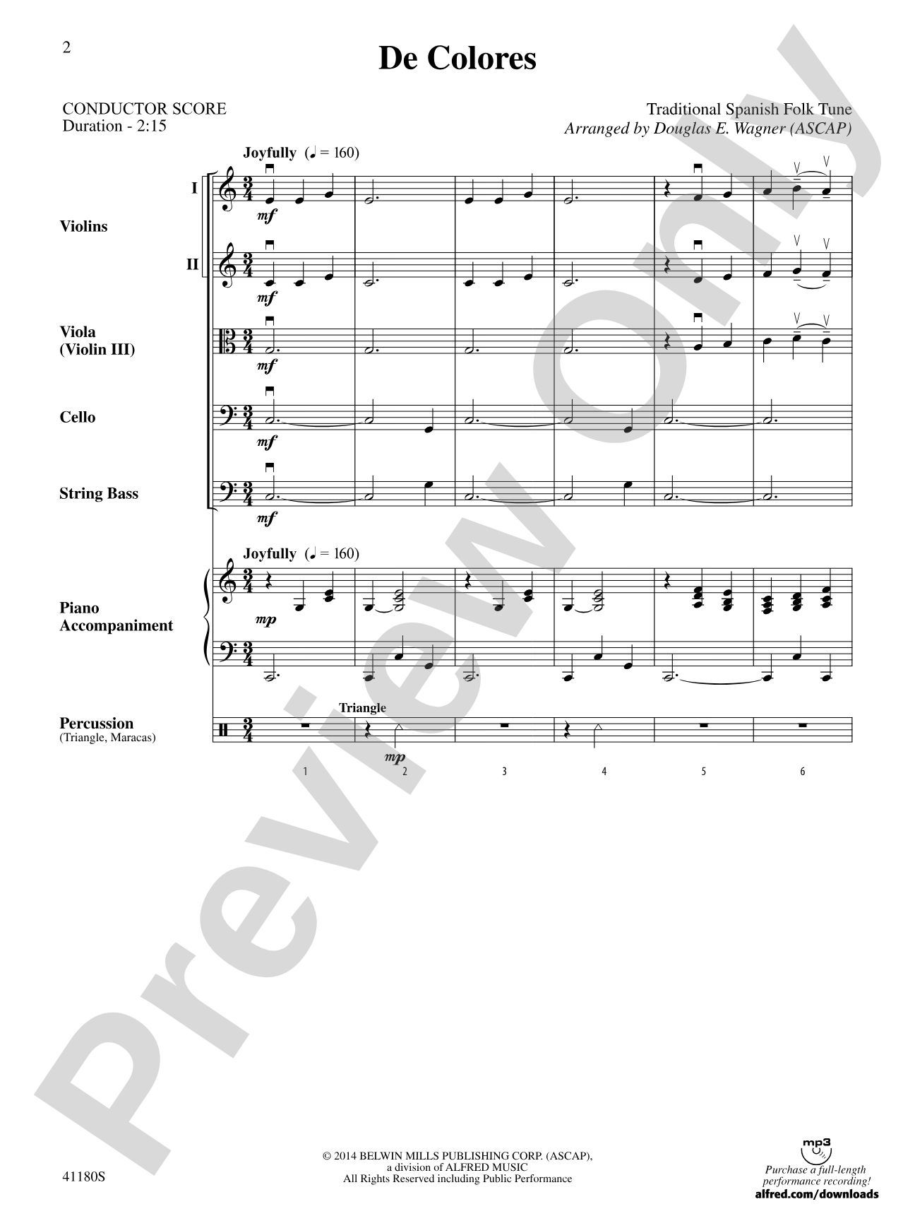 De Colores: String Orchestra Conductor Score & Parts