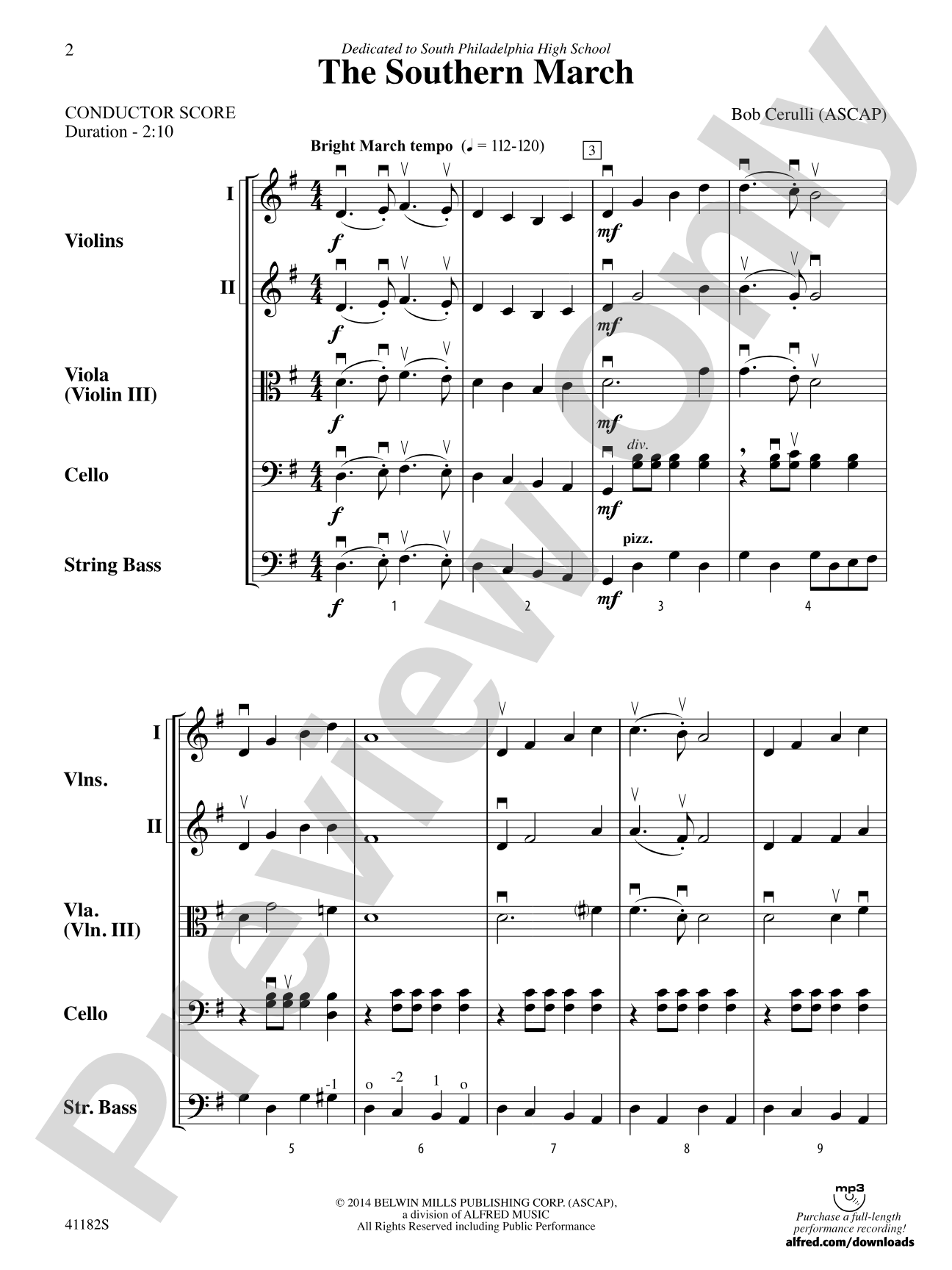 The Southern March: String Orchestra Conductor Score & Parts