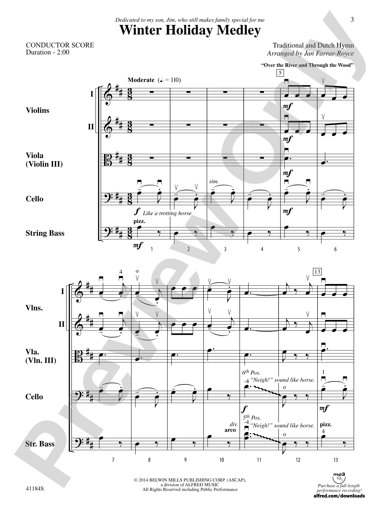 Winter Holiday Medley: String Orchestra Conductor Score & Parts