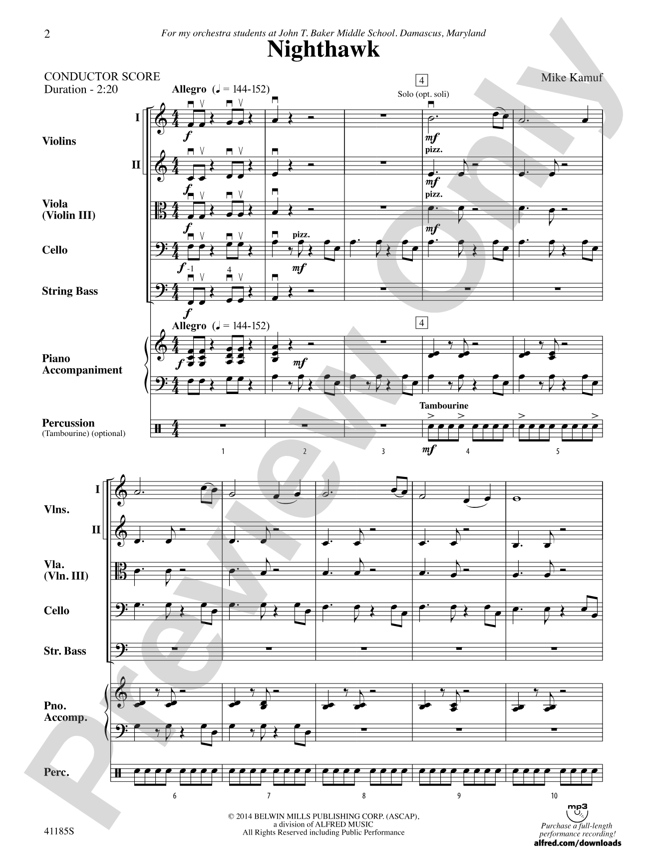 Nighthawk: String Orchestra Conductor Score & Parts