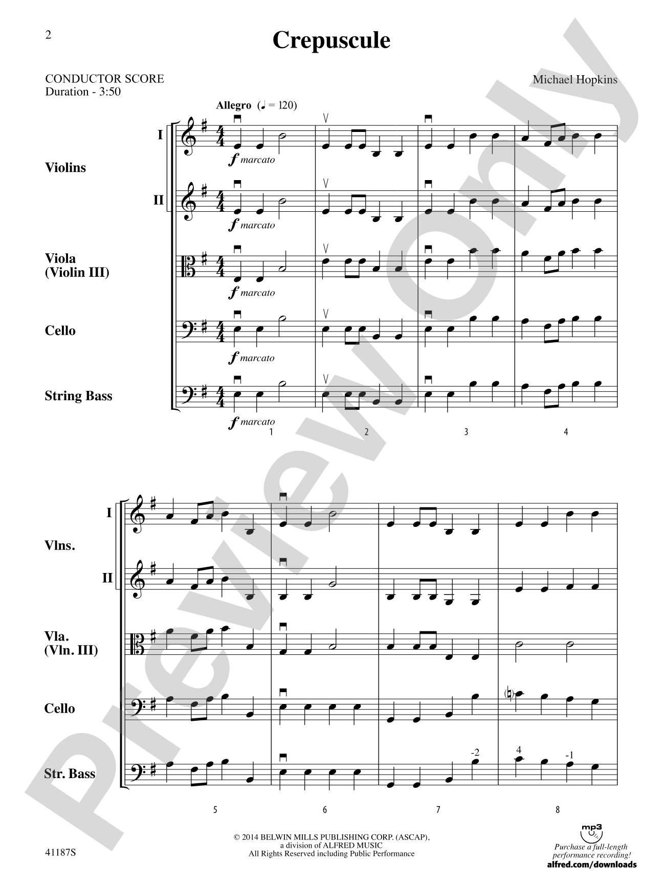 Crepuscule: String Orchestra Conductor Score & Parts
