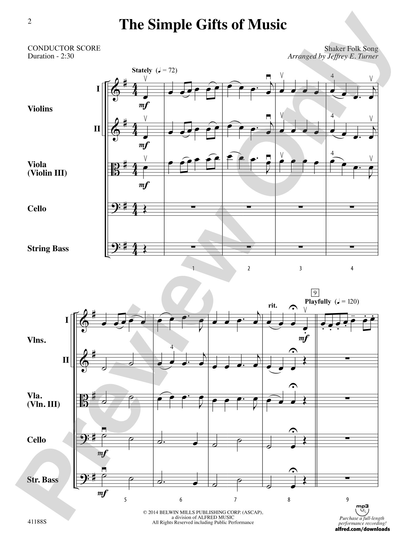 The Simple Gifts of Music: String Orchestra Conductor Score & Parts