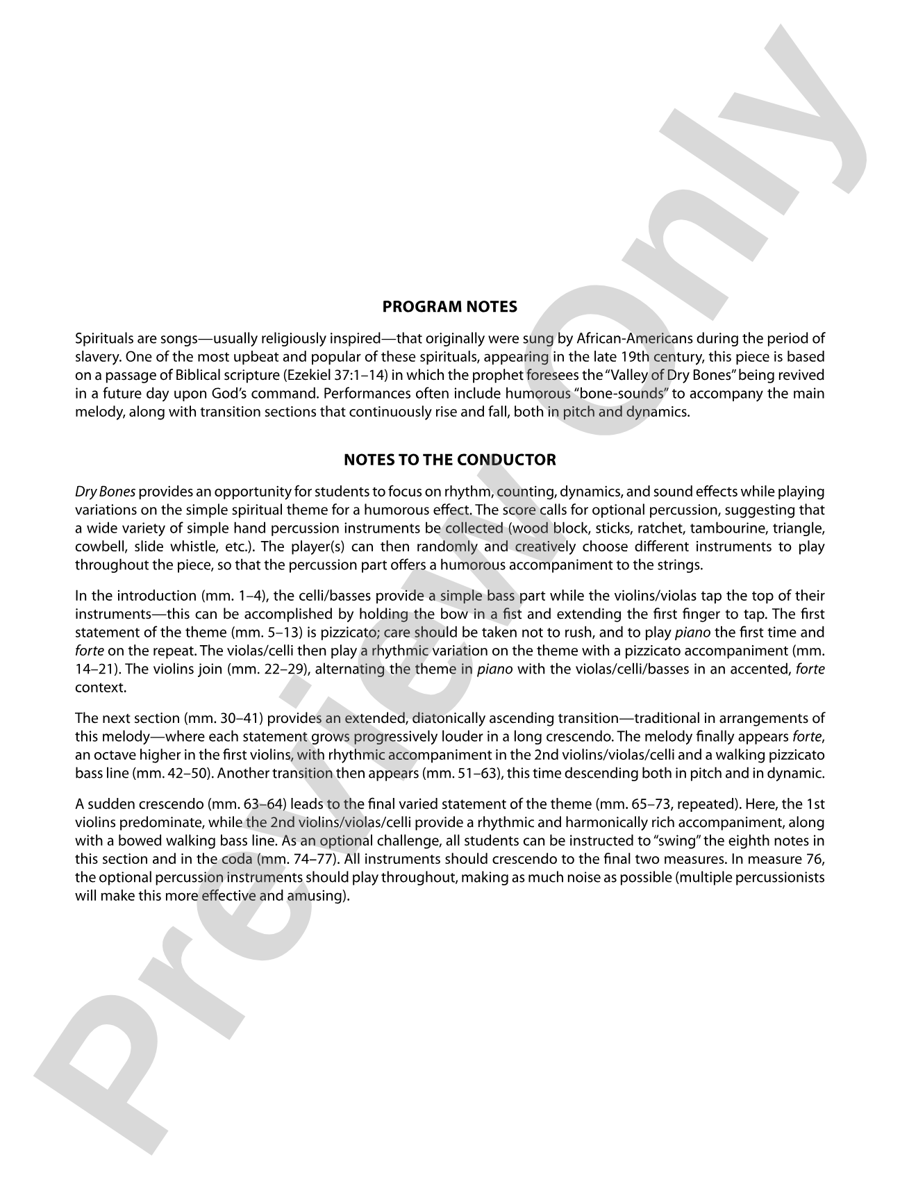 Dry Bones: String Orchestra Conductor Score & Parts