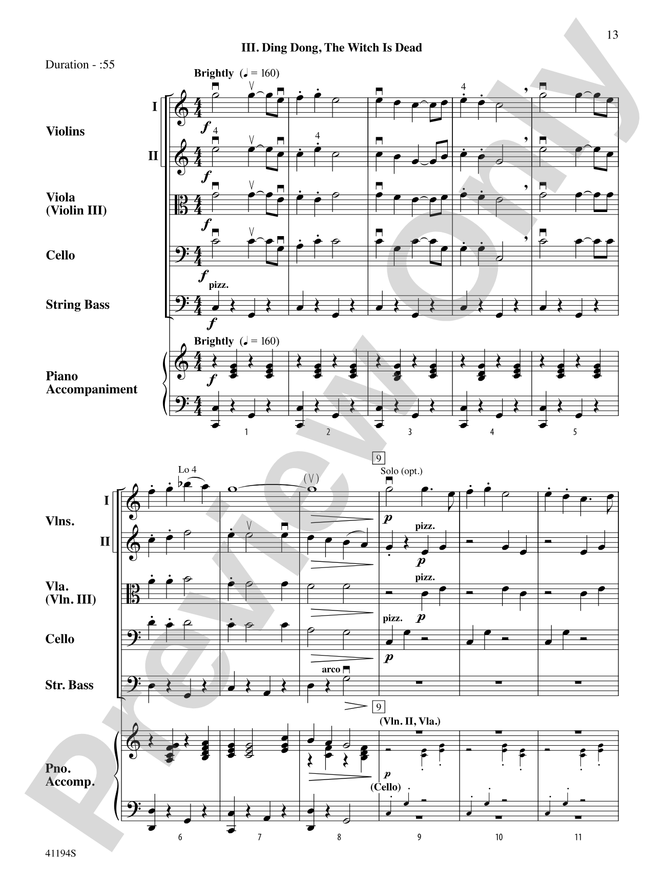 The Wizard of Oz, Suite from: String Orchestra Conductor Score & Parts