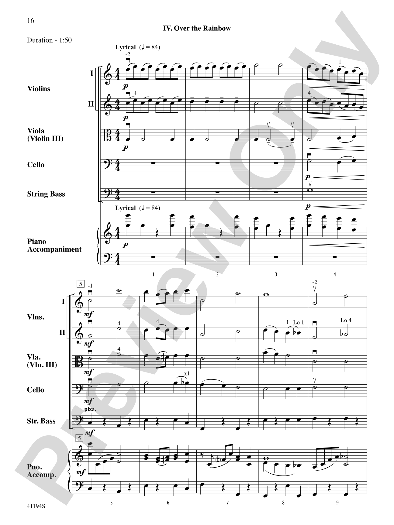 The Wizard of Oz, Suite from: String Orchestra Conductor Score & Parts