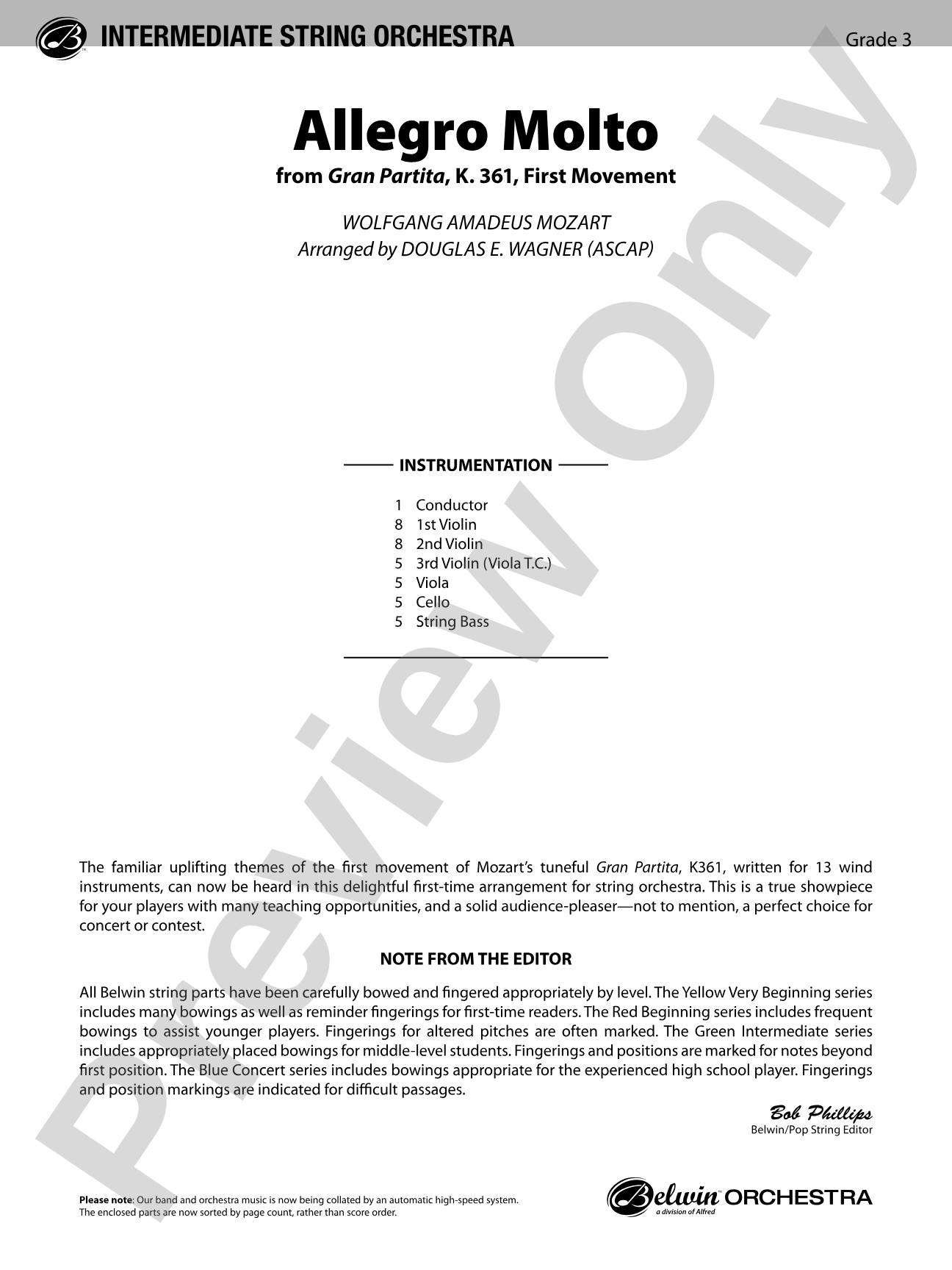 Allegro Molto: String Orchestra Conductor Score & Parts