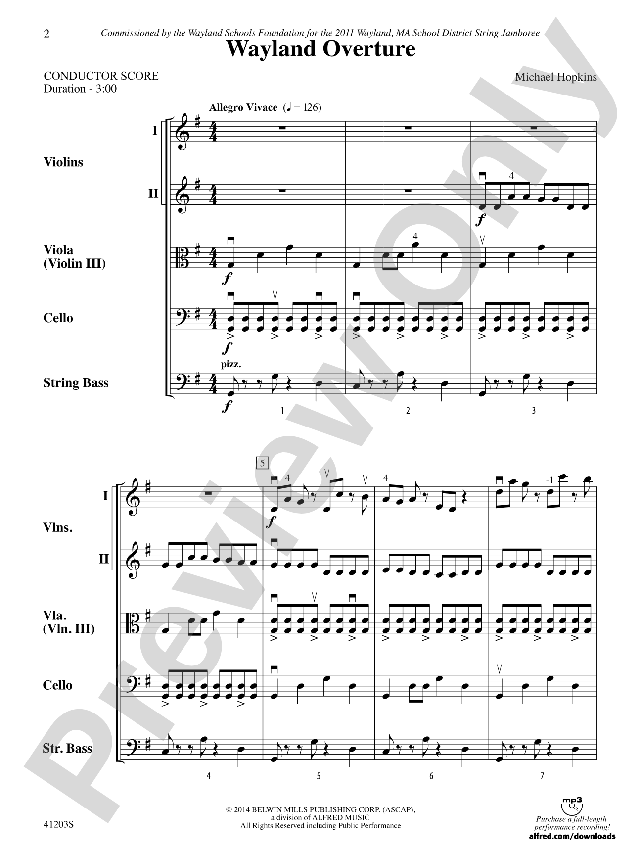 Wayland Overture: String Orchestra Conductor Score & Parts