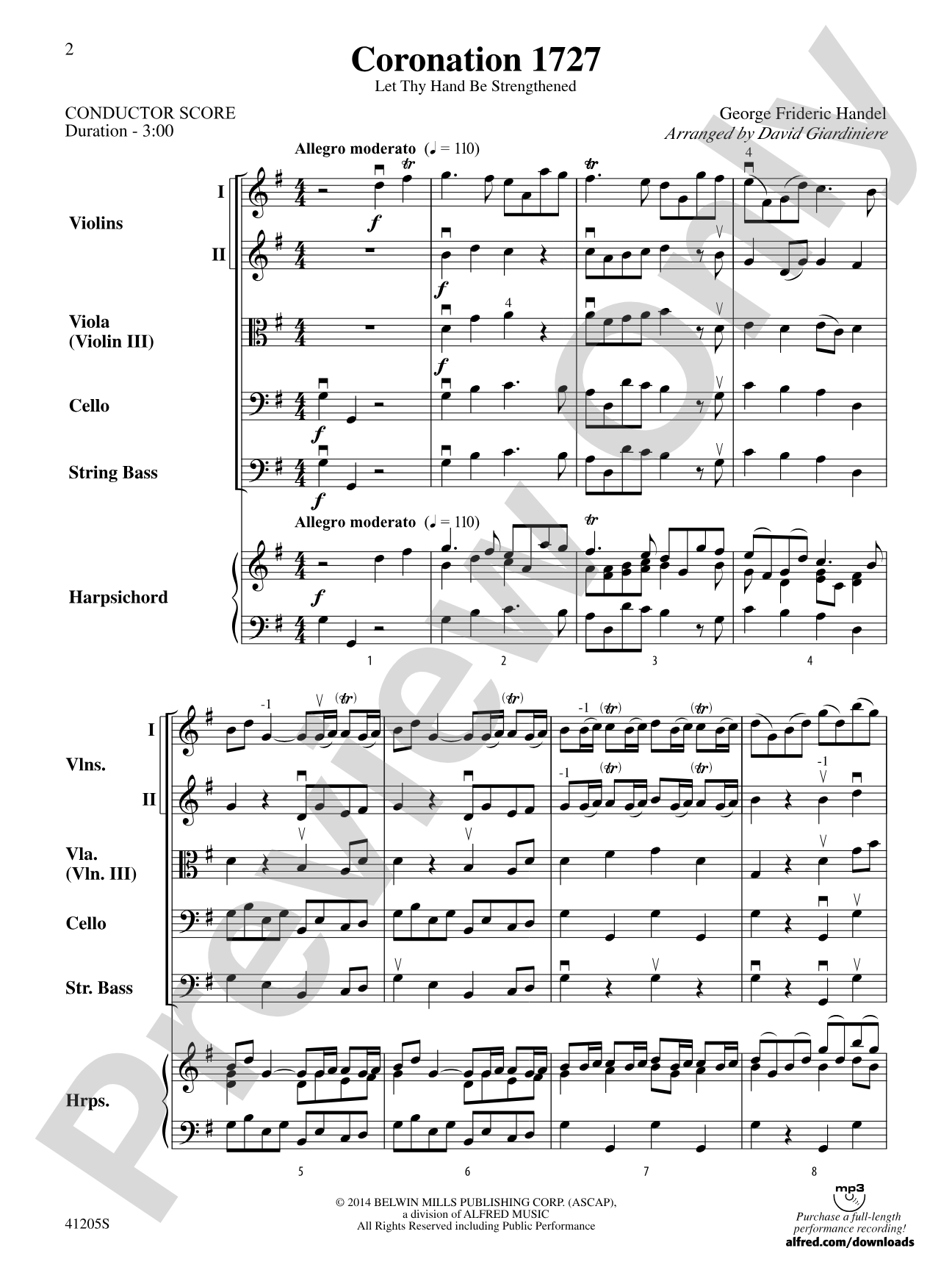 Coronation 1727: String Orchestra Conductor Score & Parts