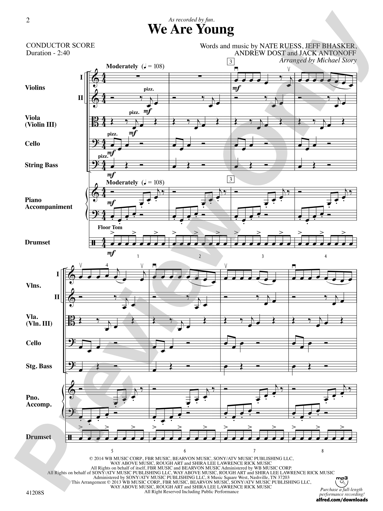 We Are Young: String Orchestra Conductor Score & Parts