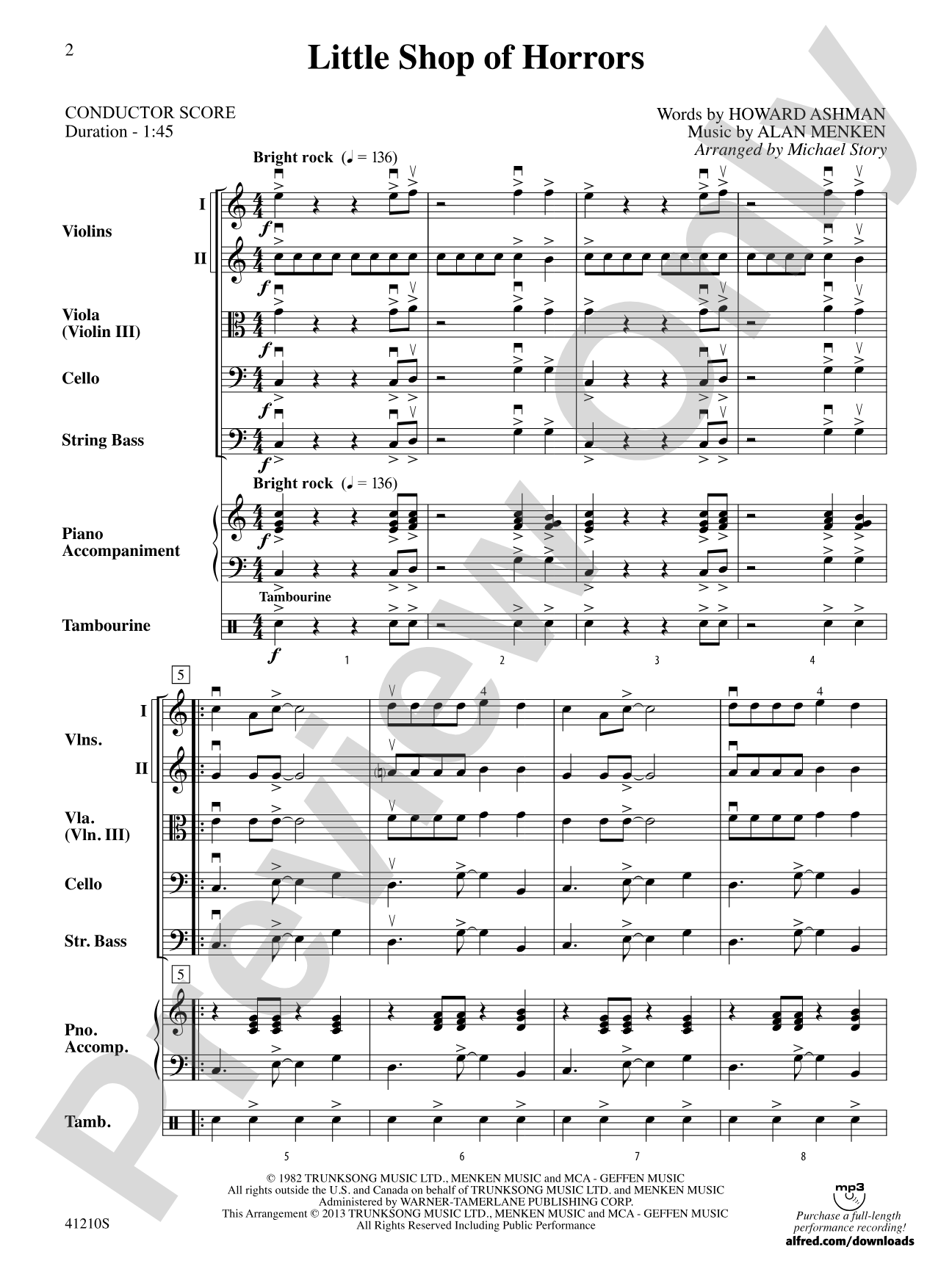 Little Shop of Horrors: String Orchestra Conductor Score & Parts