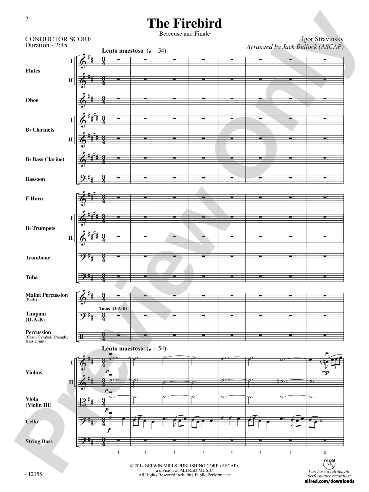 The Firebird: Full Orchestra Conductor Score & Parts
