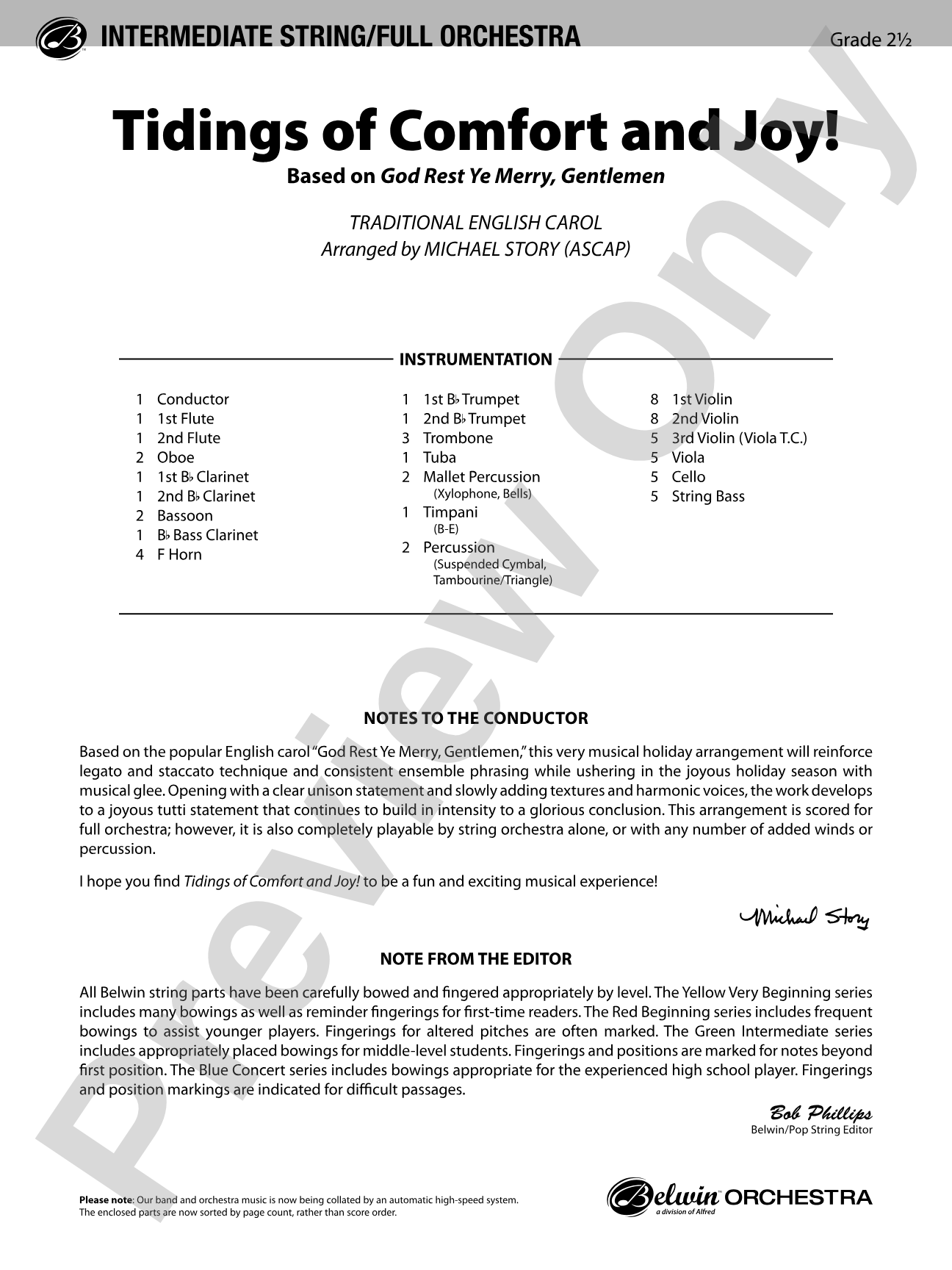 Tidings of Comfort and Joy!: Full Orchestra Conductor Score & Parts