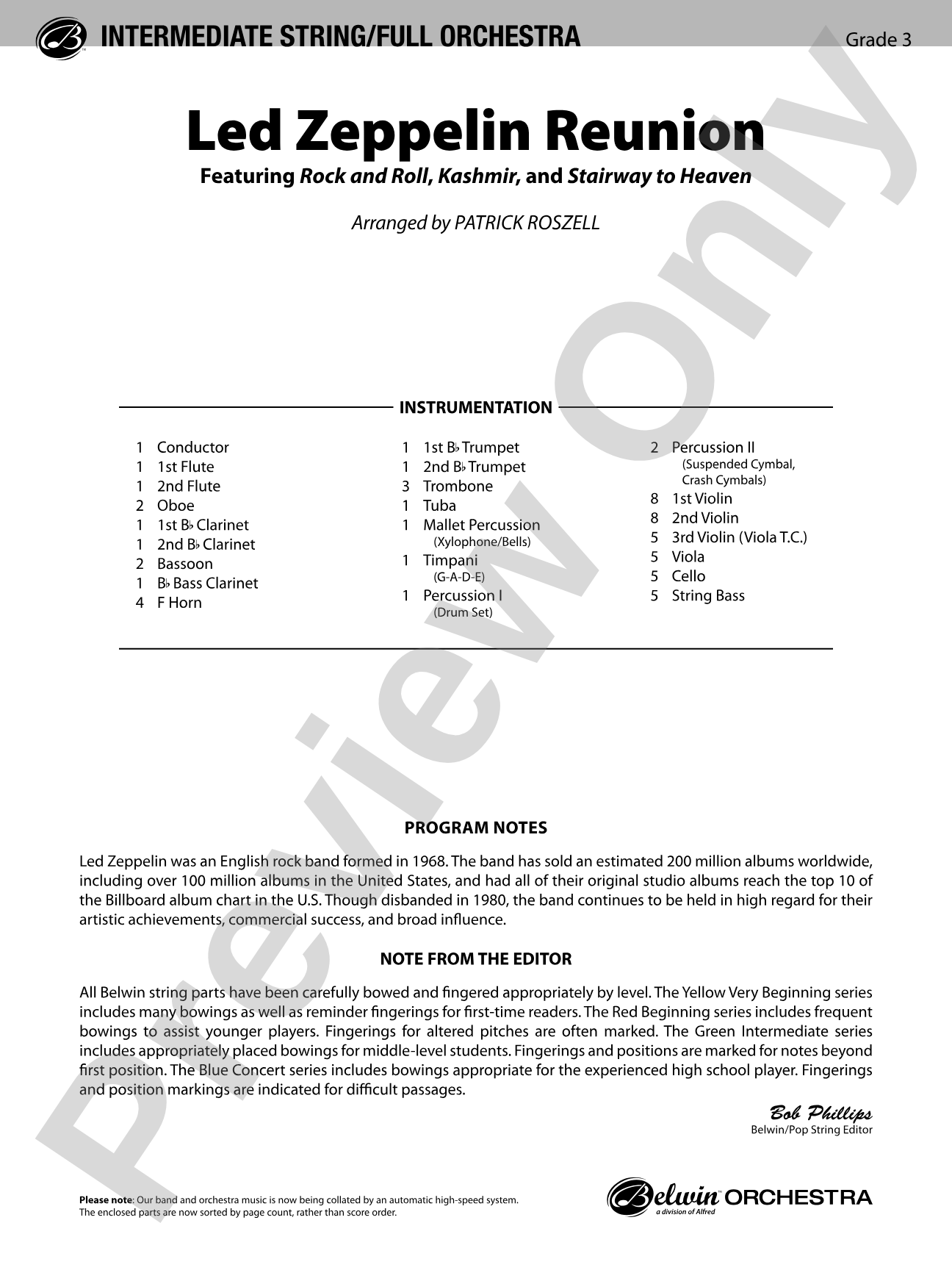 Led Zeppelin Reunion: Full Orchestra Conductor Score & Parts