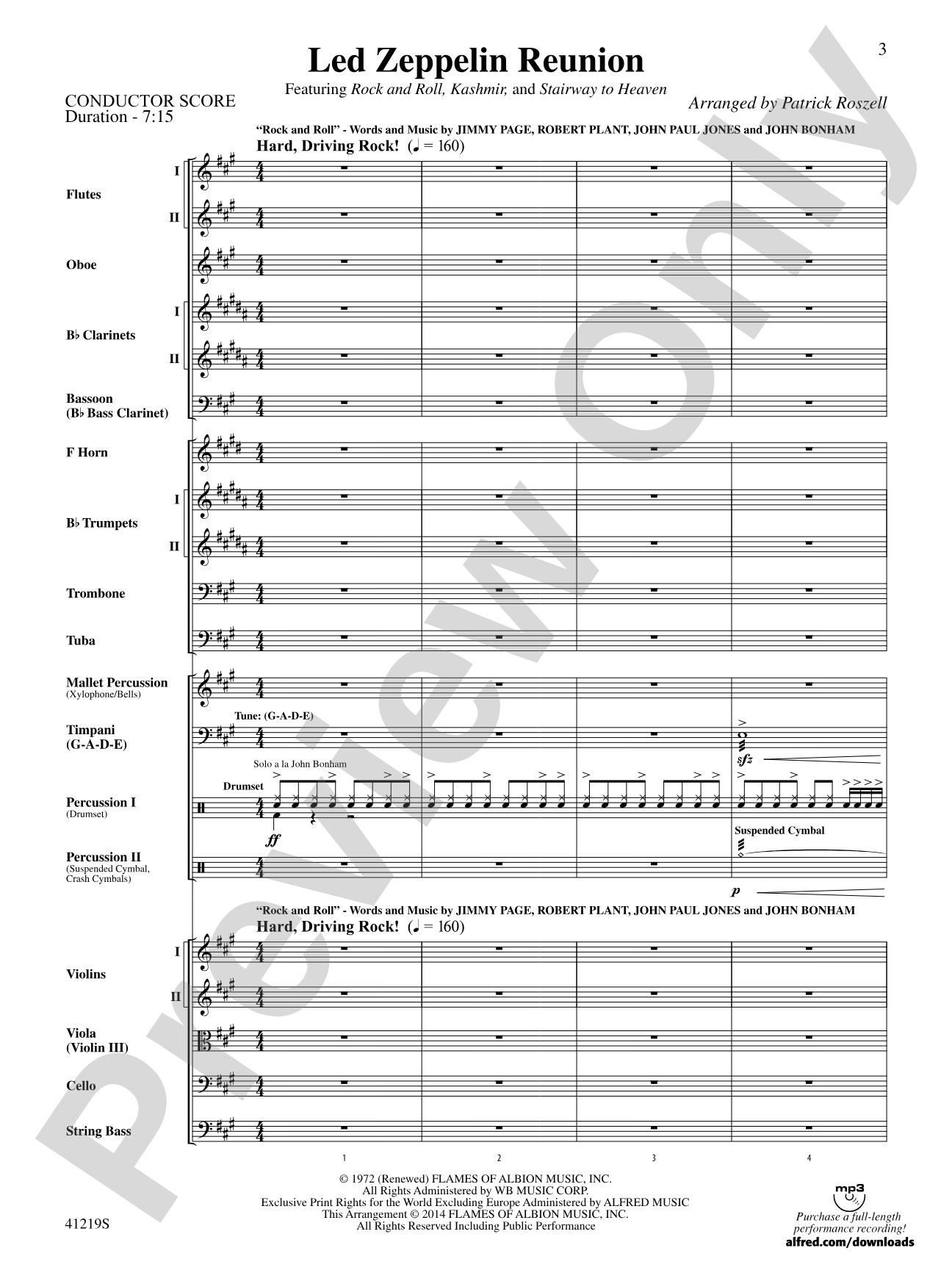 Led Zeppelin Reunion: Full Orchestra Conductor Score & Parts
