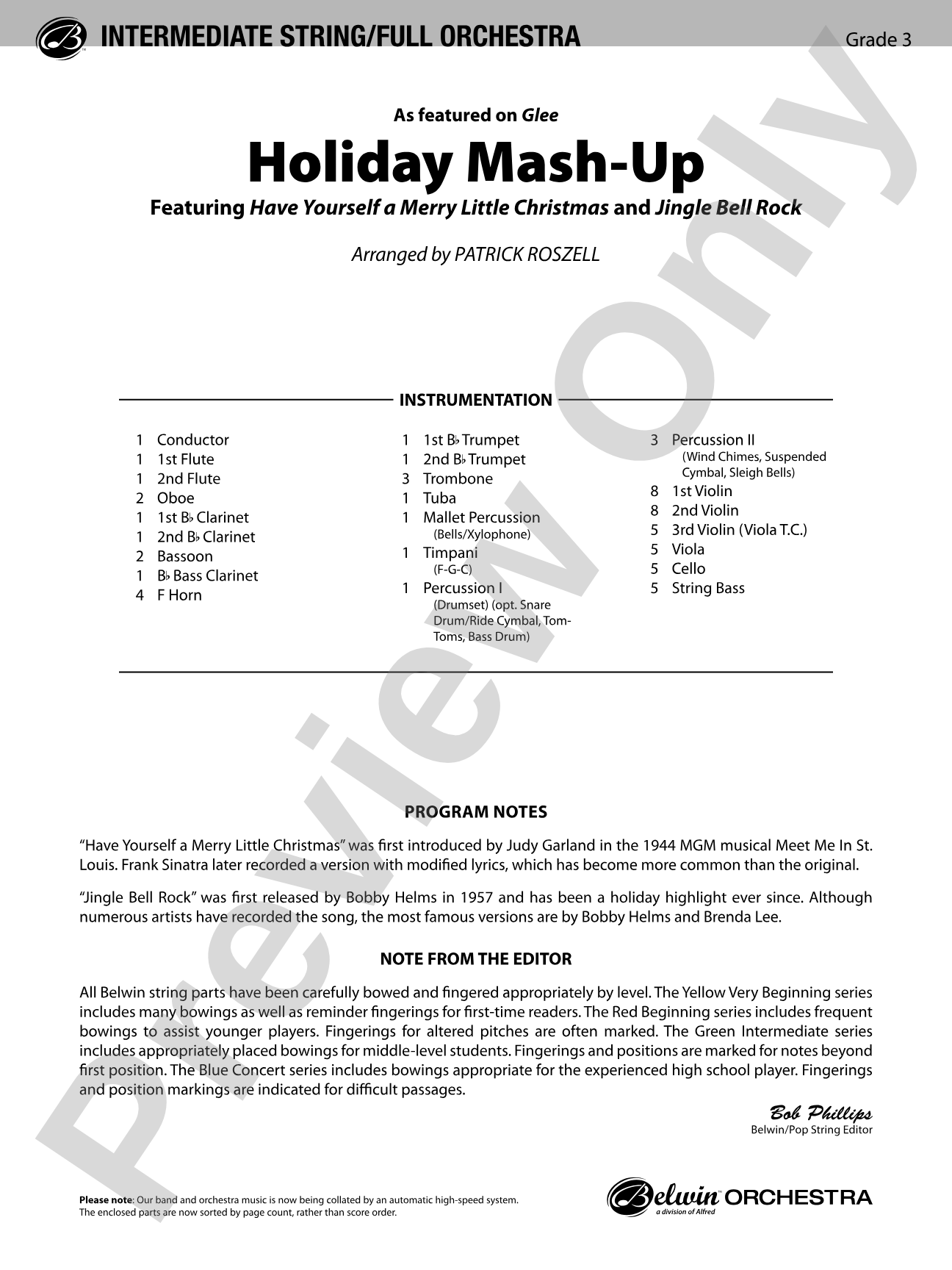 Holiday Mash-Up: Full Orchestra Conductor Score & Parts