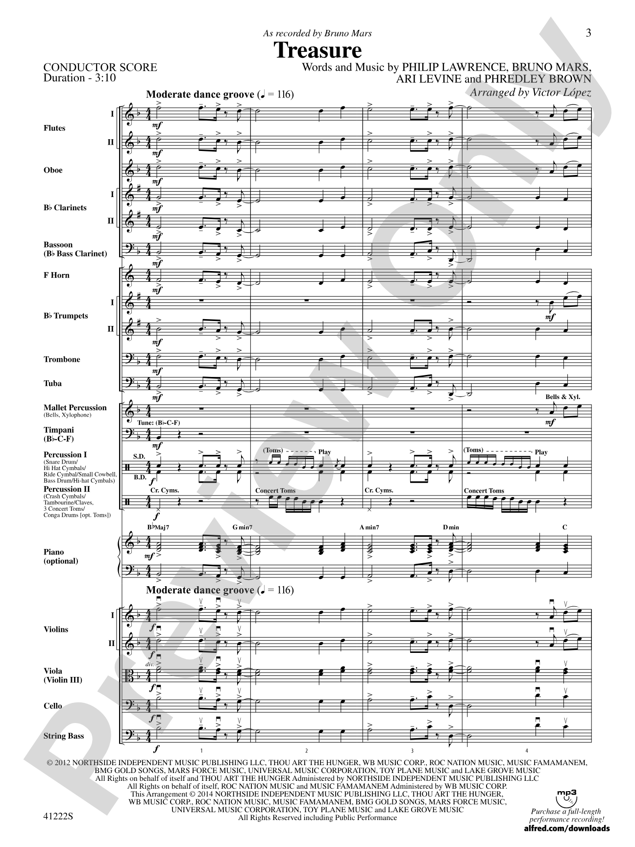 Treasure: Full Orchestra Conductor Score & Parts