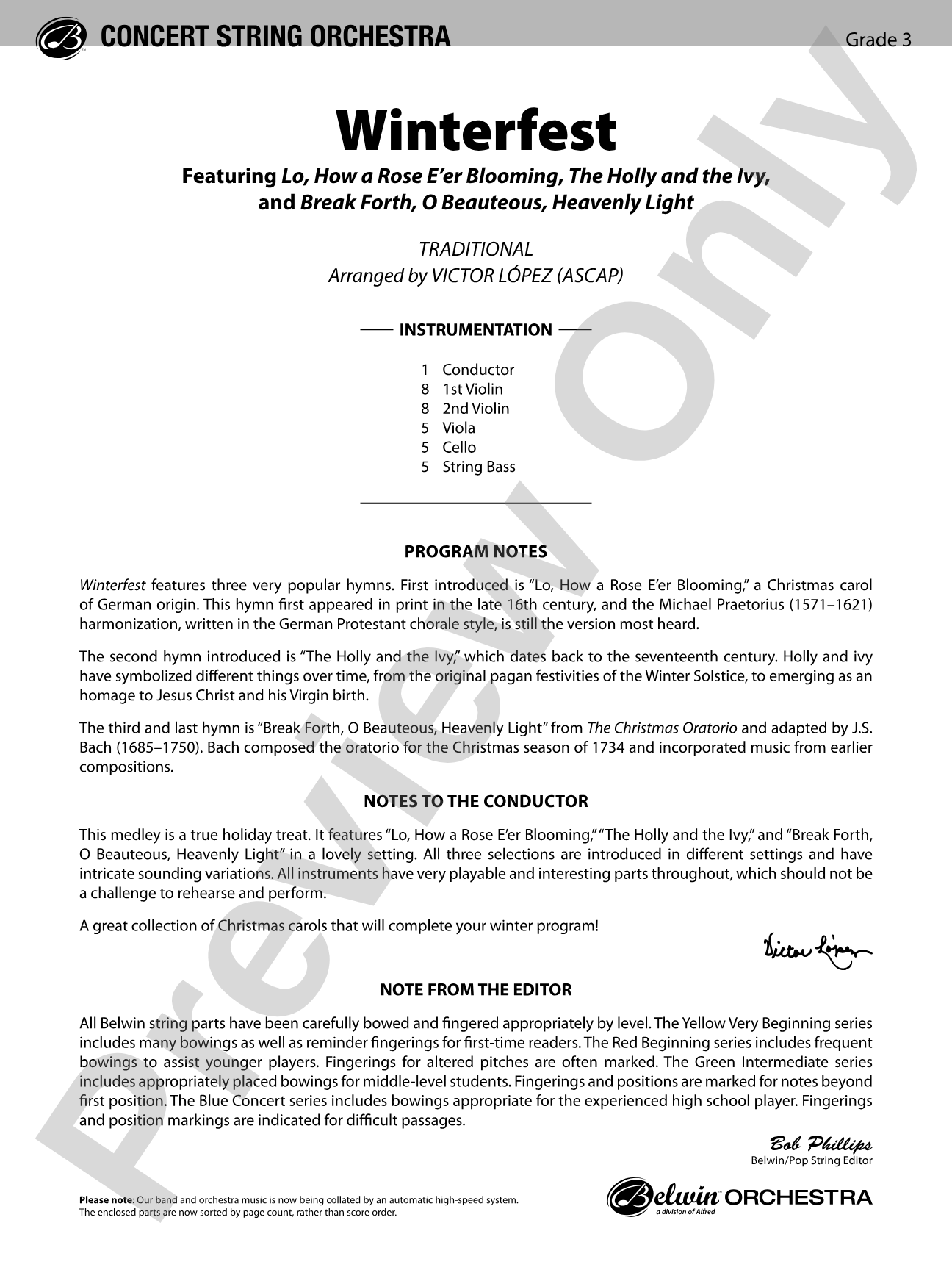 Winterfest: String Orchestra Conductor Score & Parts