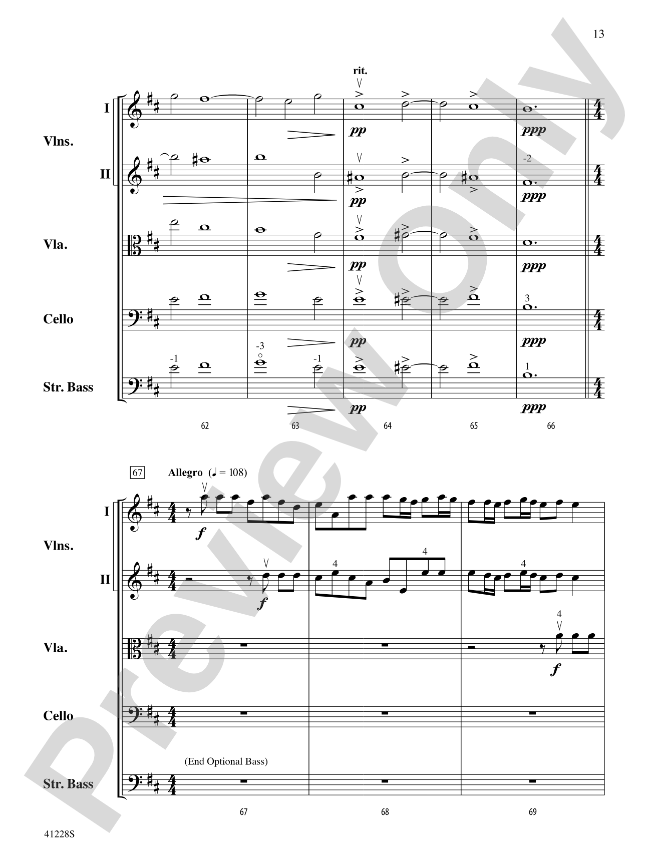 Concerto in D: String Orchestra Conductor Score & Parts