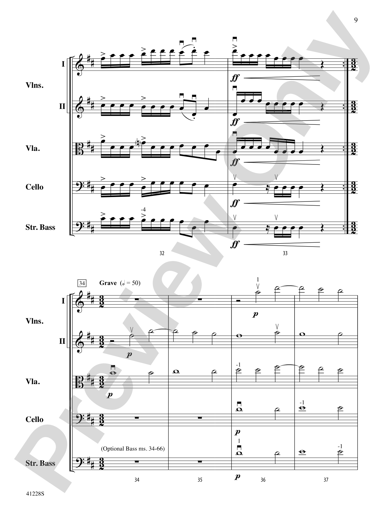 Concerto in D: String Orchestra Conductor Score & Parts