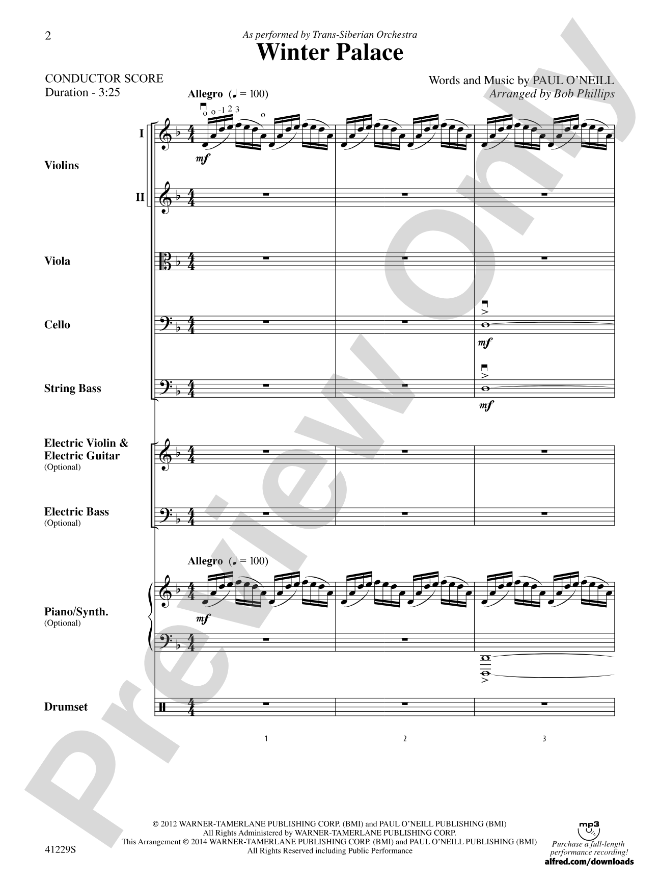 Winter Palace: String Orchestra Conductor Score & Parts