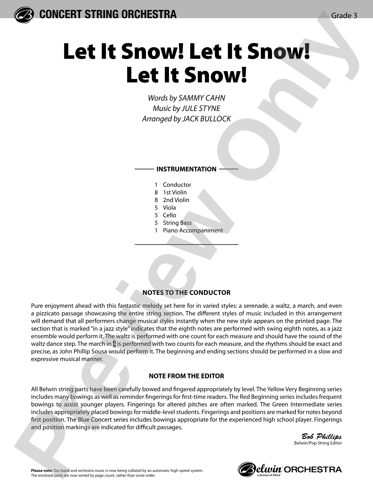 Let It Snow! Let It Snow! Let It Snow!: String Orchestra Conductor Score & Parts