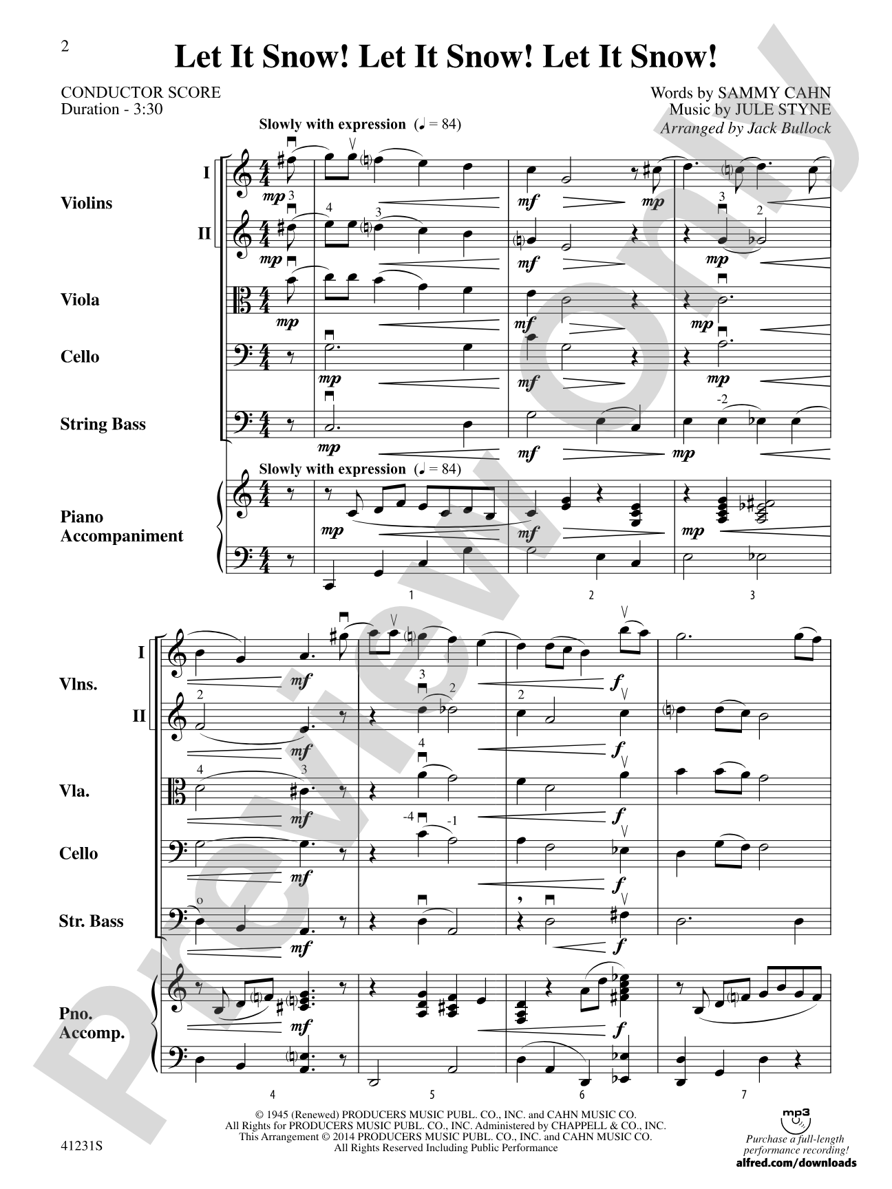 Let It Snow! Let It Snow! Let It Snow!: String Orchestra Conductor Score & Parts