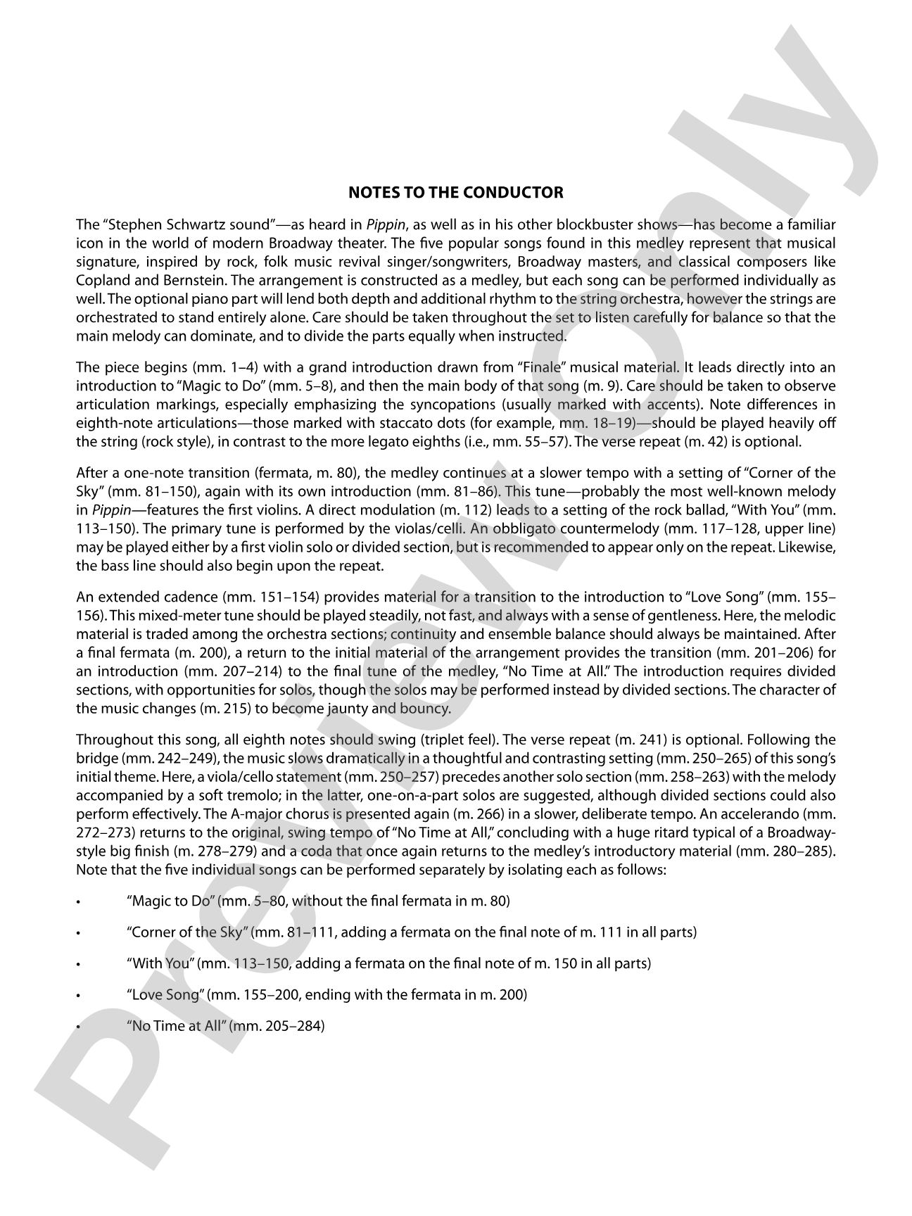 Pippin: String Orchestra Conductor Score & Parts