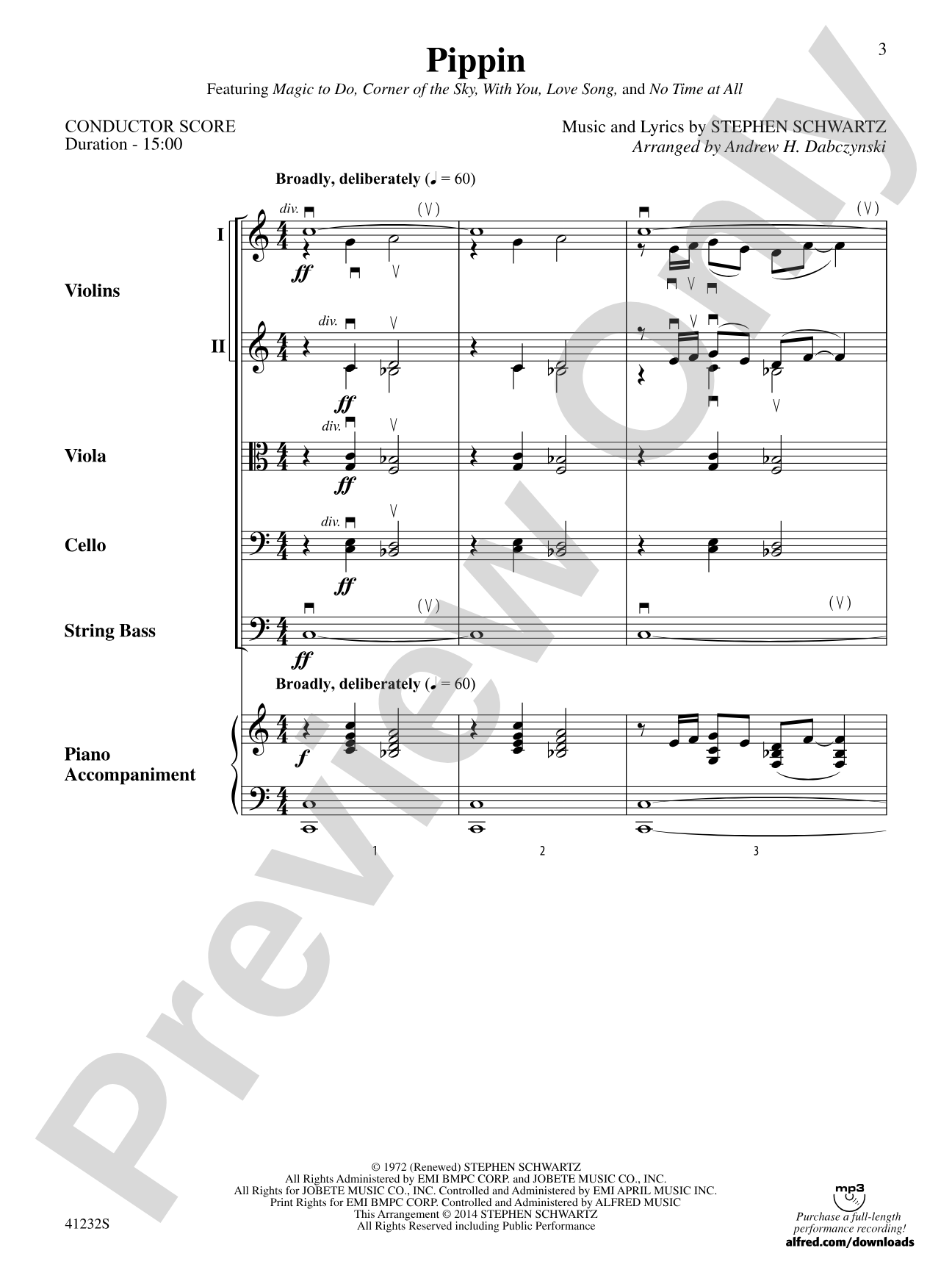 Pippin: String Orchestra Conductor Score & Parts