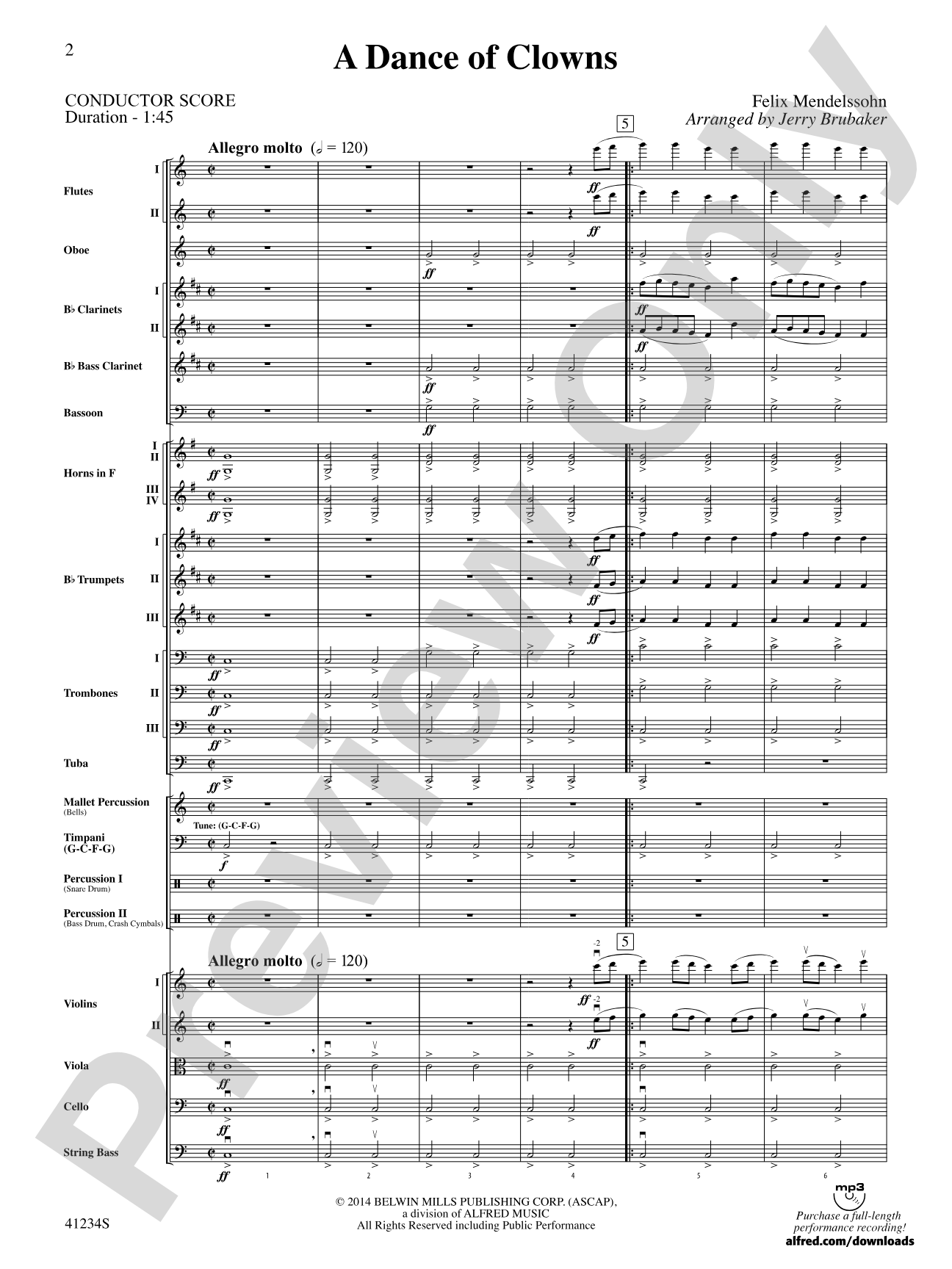 A Dance of Clowns (from A Midsummer Night's Dream): Full Orchestra Conductor Score & Parts
