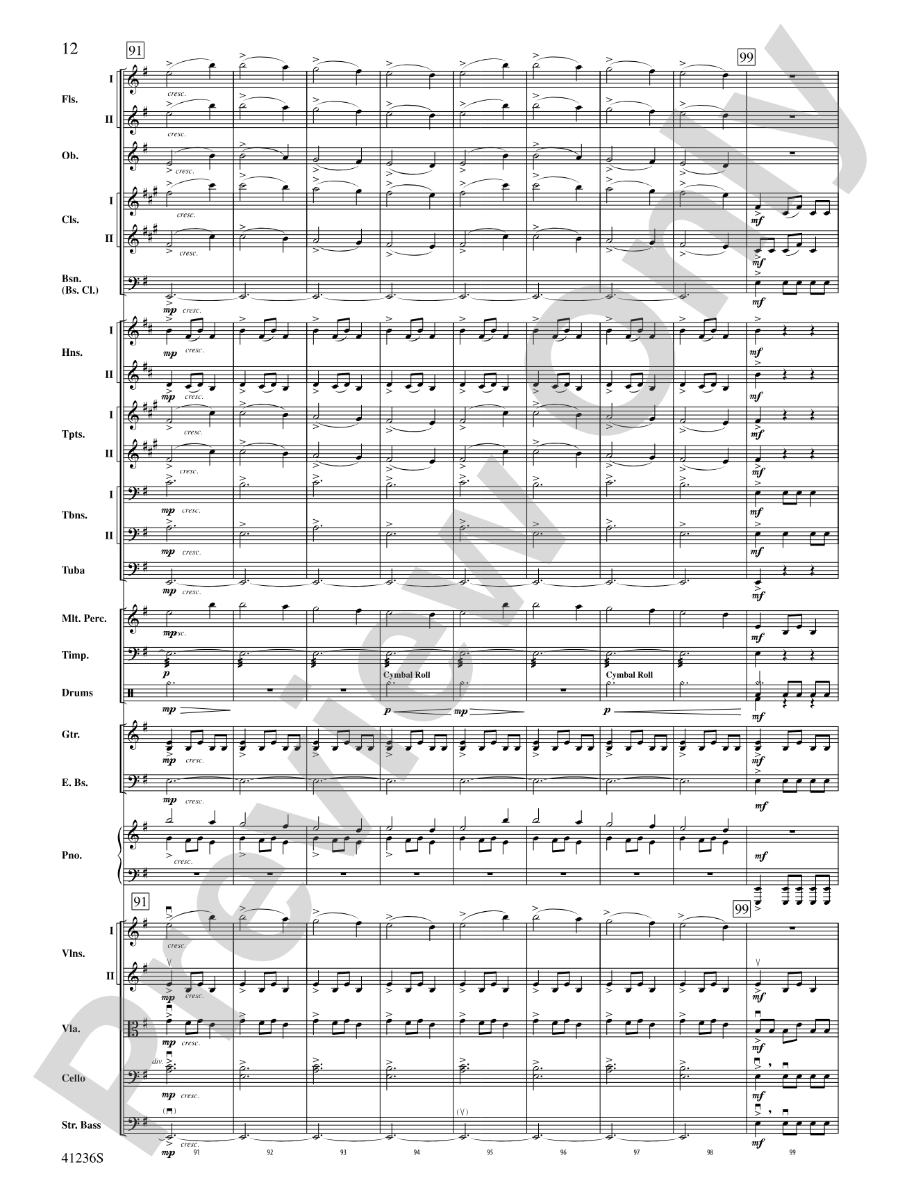 Christmas Eve/Sarajevo 12/24: Full Orchestra Conductor Score & Parts