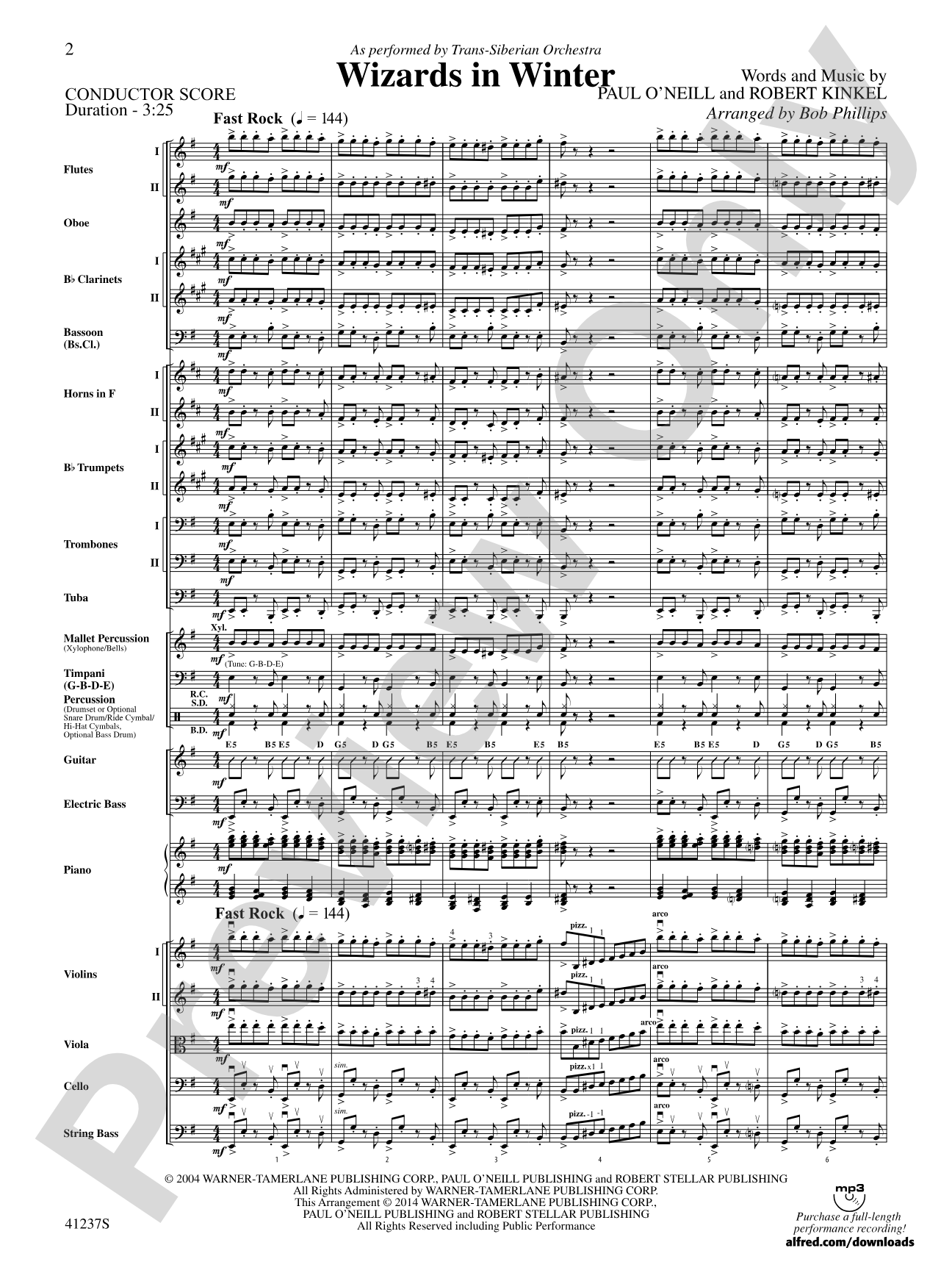 Wizards in Winter: Full Orchestra Conductor Score & Parts