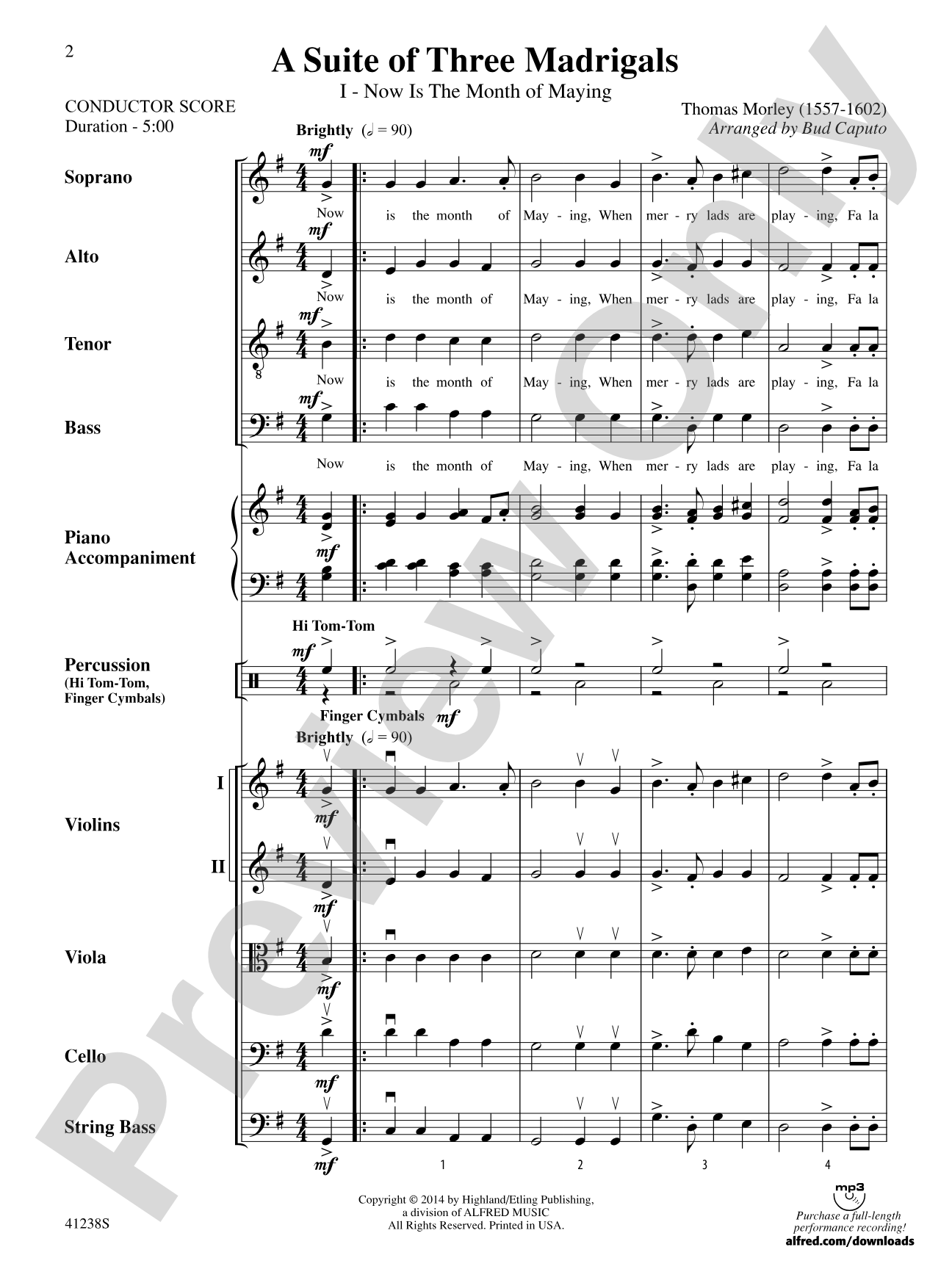 A Suite of Three Madrigals: String Orchestra Conductor Score & Parts
