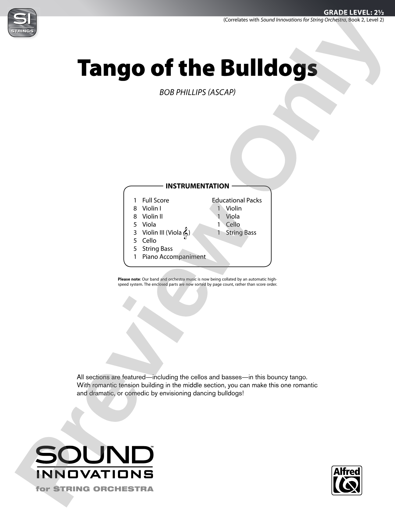 Tango of the Bulldogs: String Orchestra Conductor Score & Parts