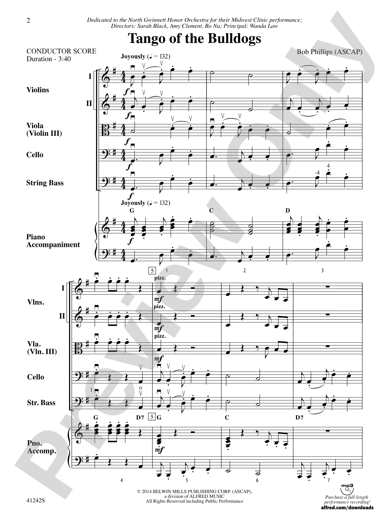 Tango of the Bulldogs: String Orchestra Conductor Score & Parts