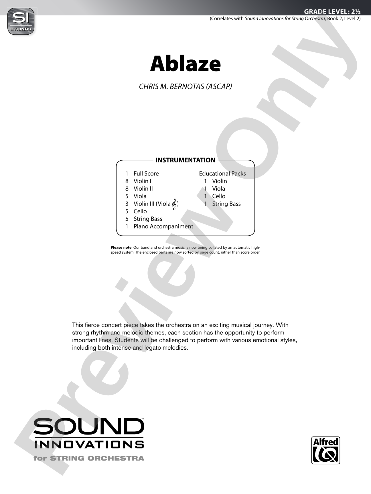 Ablaze: String Orchestra Conductor Score & Parts
