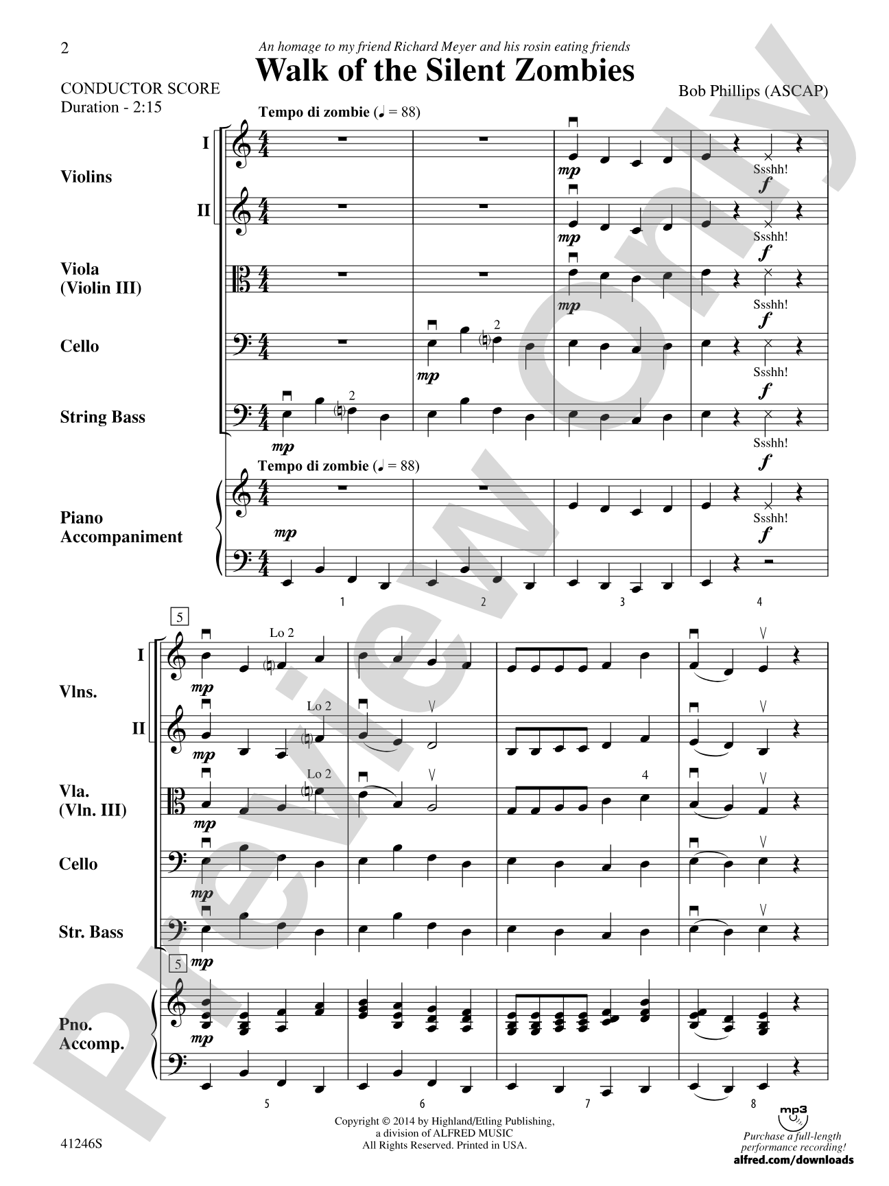 Walk of the Silent Zombies: String Orchestra Conductor Score & Parts