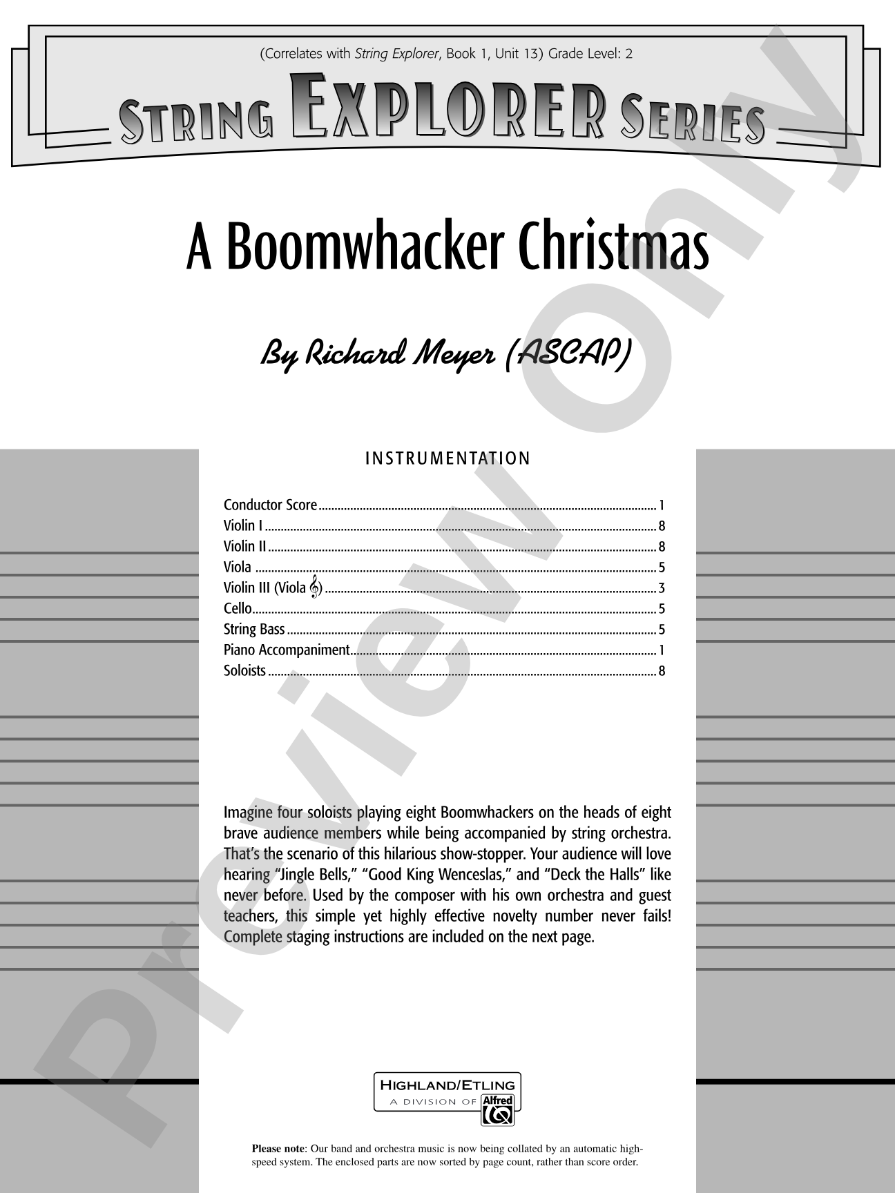 A Boomwhacker Christmas: String Orchestra Conductor Score & Parts
