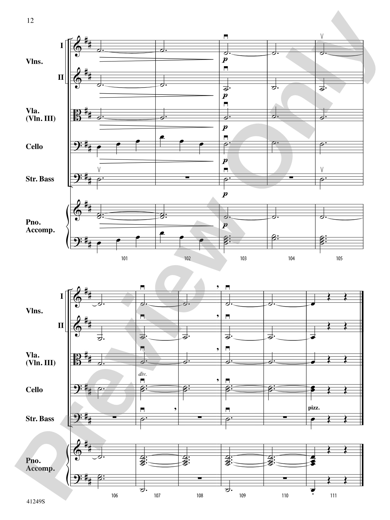 Barcarolle (from The Tales of Hoffman): String Orchestra Conductor Score & Parts